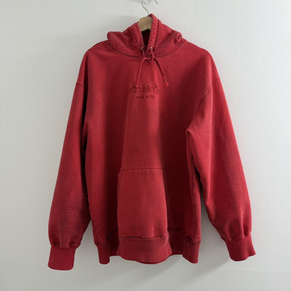 Supreme Supreme Tonal Embroidered Logo Hoodie Red Sz Large FW15 Size US L / EU 52-54 / 3 - 1 Thumbnail