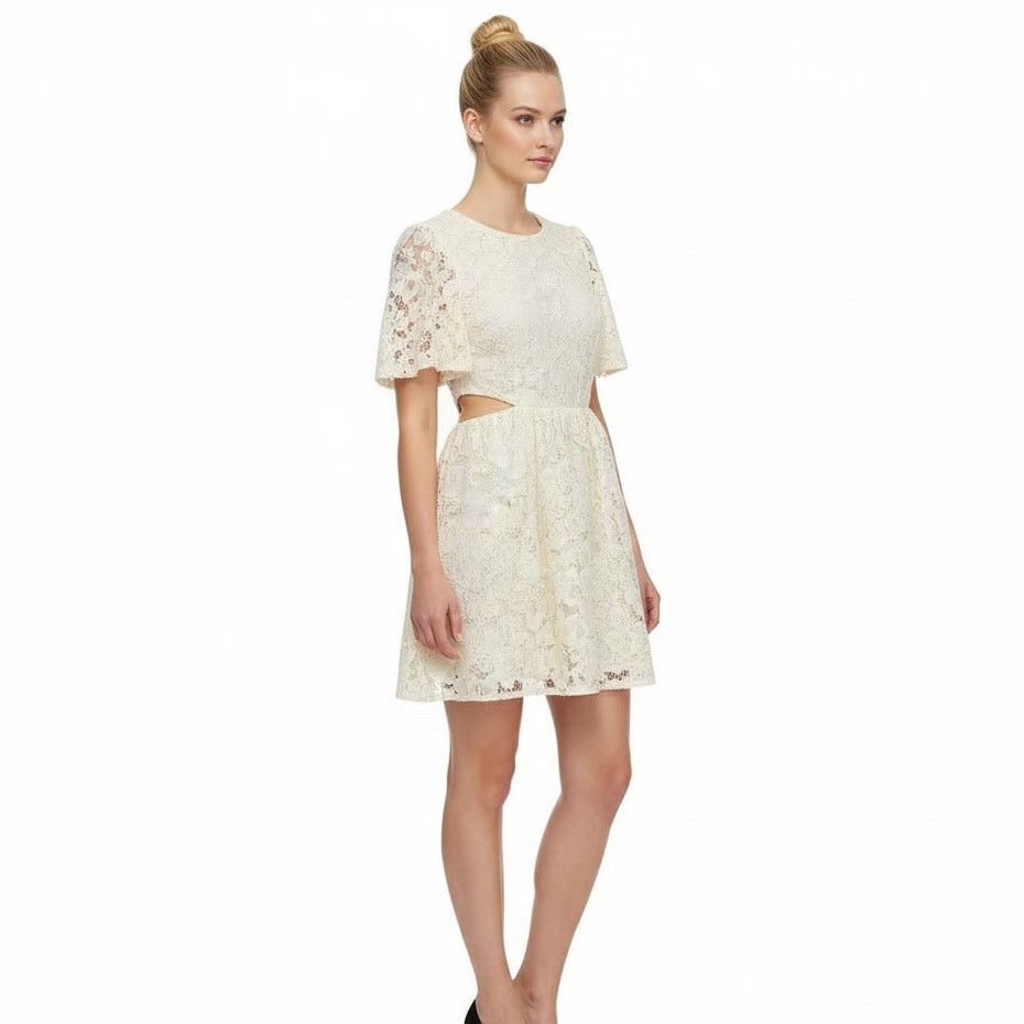 Other Wayf Cream Lace Shortsleve Lined Mini Dress, M SRP: $128 Size M / US 6-8 / IT 42-44 - 1 Thumbnail