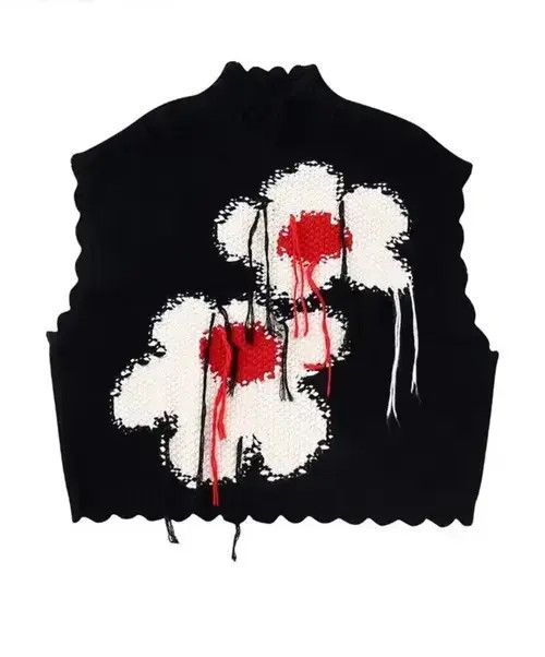 Japanese Brand Zevity Women Fashion Flower Crochet Tassel Sleeveless Size S / US 4 / IT 40 - 1 Thumbnail