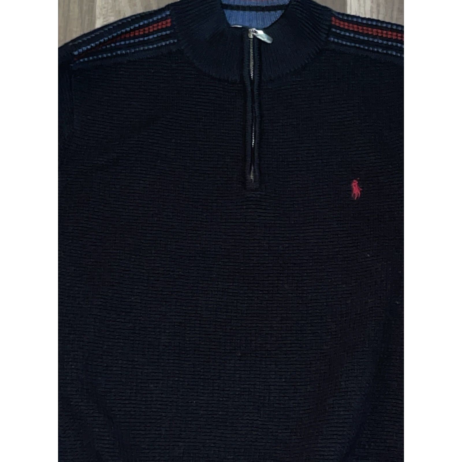 Polo Ralph Lauren Ralph Lauren Quarter Zip Knit Sweater Navy Small 20.5 in by 25in Mens Pullover Knit S blue Size US S / EU 44-46 / 1 - 2 Thumbnail