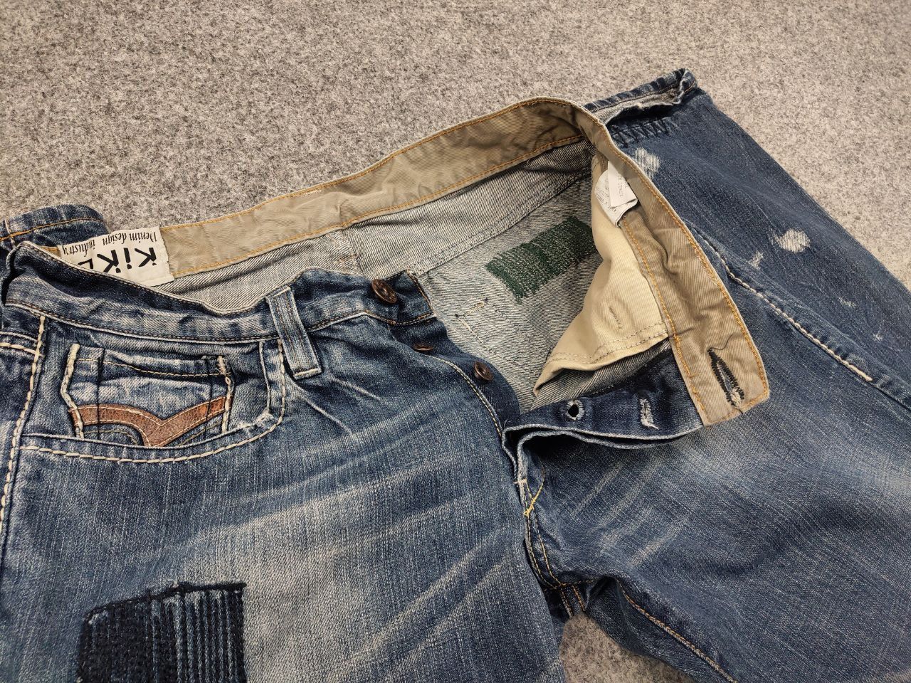 Japanese Brand VTG Y2K Japan Kick Distressed Faded Stretch Thunder Jeans Size US 34 / EU 50 - 16 Thumbnail