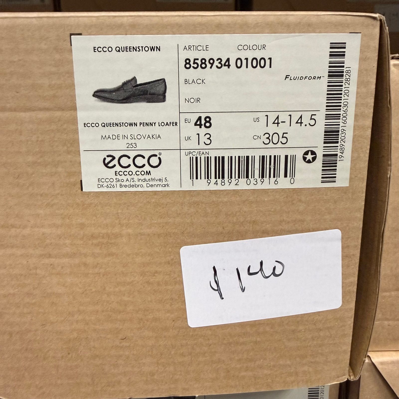 Ecco ECCO MEN'S 48 QUEENSTOWN GENUINE LEATHER BLACK PENNY LOAFER Size US 14 / EU 47 - 10 Thumbnail
