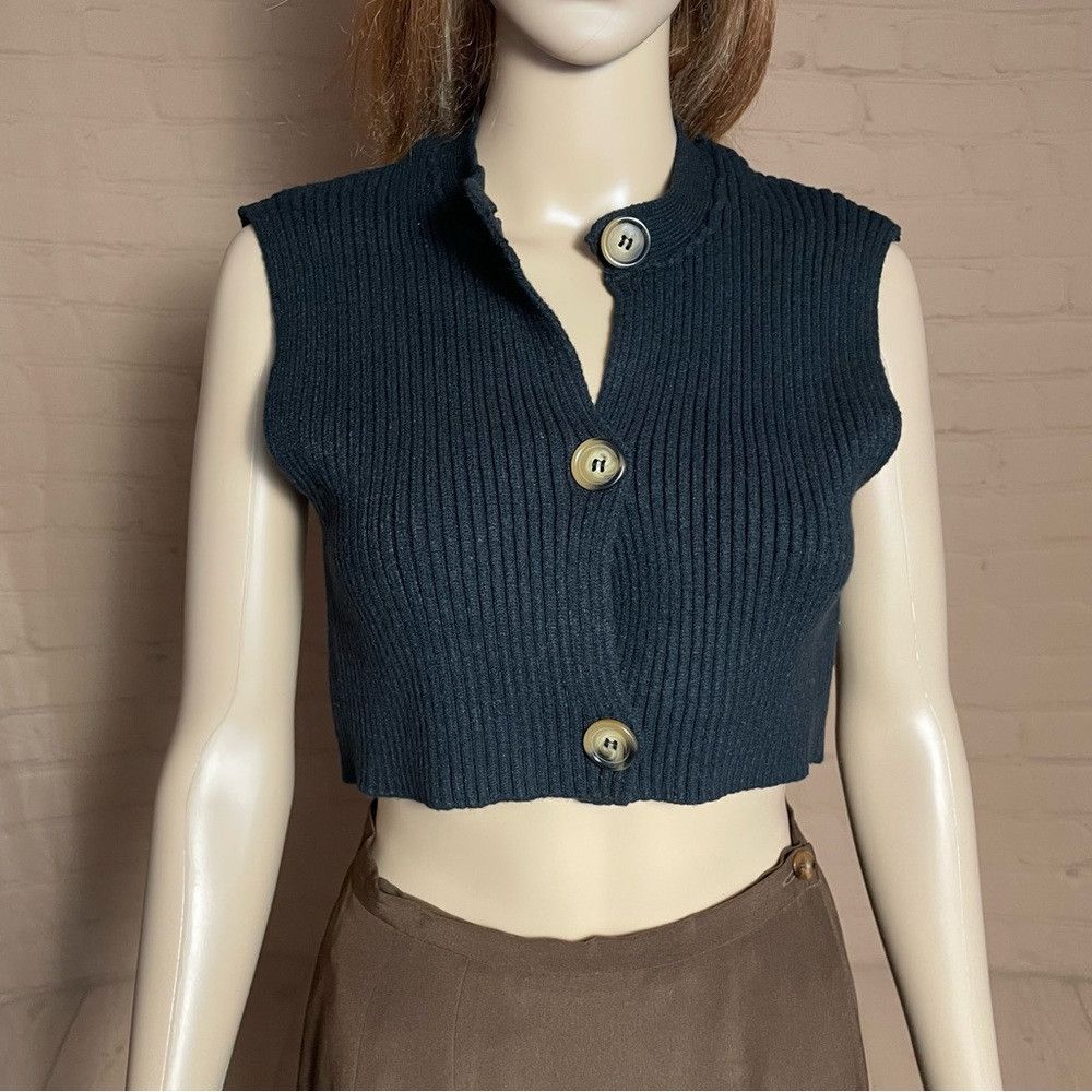 Free People NWT New $68 Free People Naiome Rib Micro Black Vest Size S Size S / US 4 / IT 40 - 4 Thumbnail
