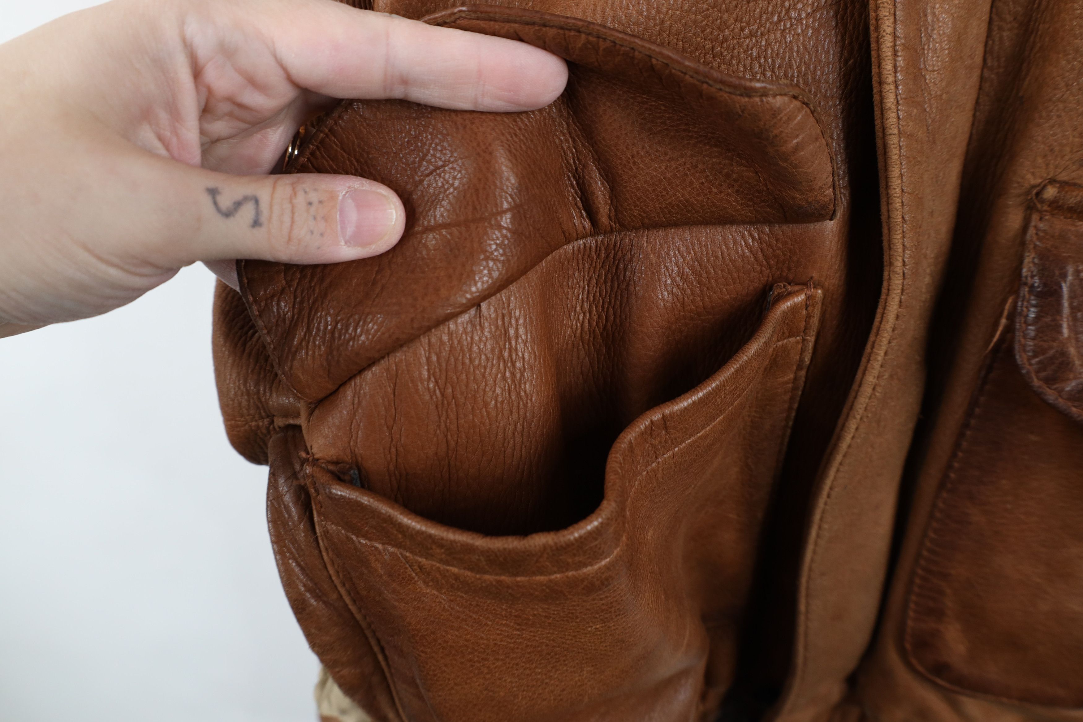 Vintage Vintage 70s Streetwear Wool Lined Leather Bomber Jacket USA Size US L / EU 52-54 / 3 - 7 Thumbnail