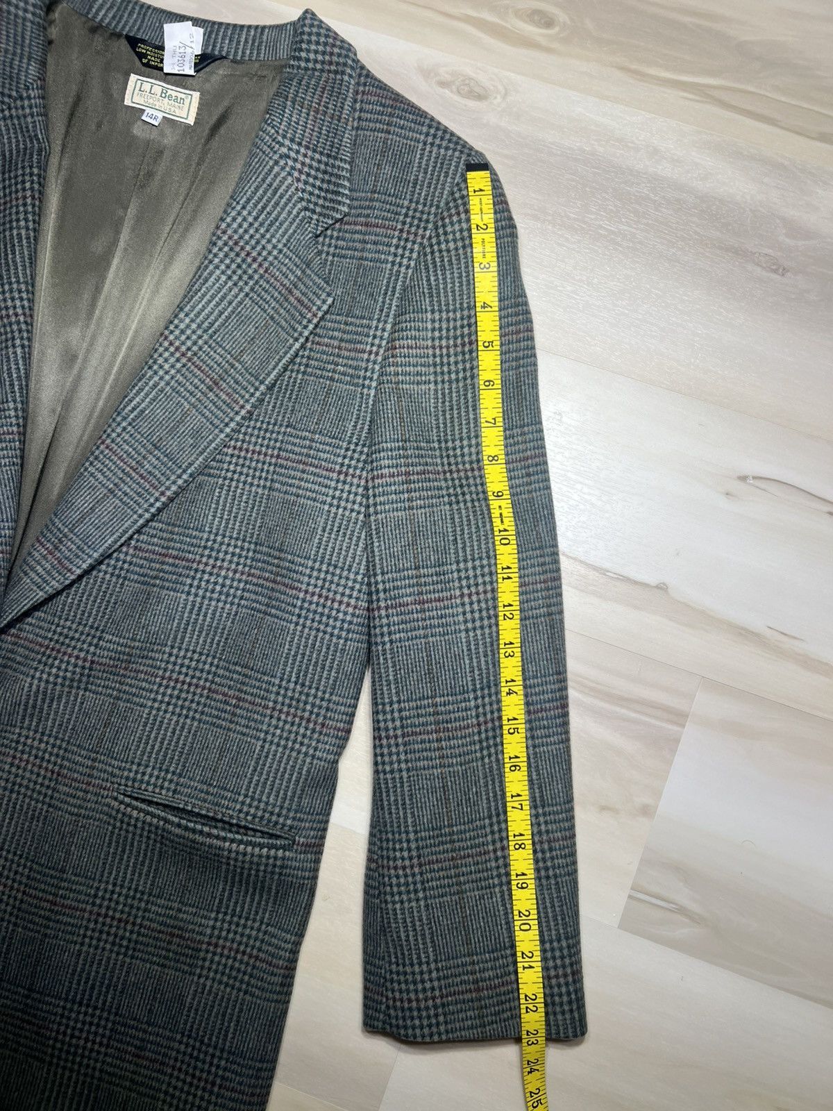 Designer × L.L. Bean × Vintage VTG LL Bean Blazer Cashmere Wool Houndstooth Plaid Size 14R Size XL / US 12-14 / IT 48-50 - 9 Thumbnail