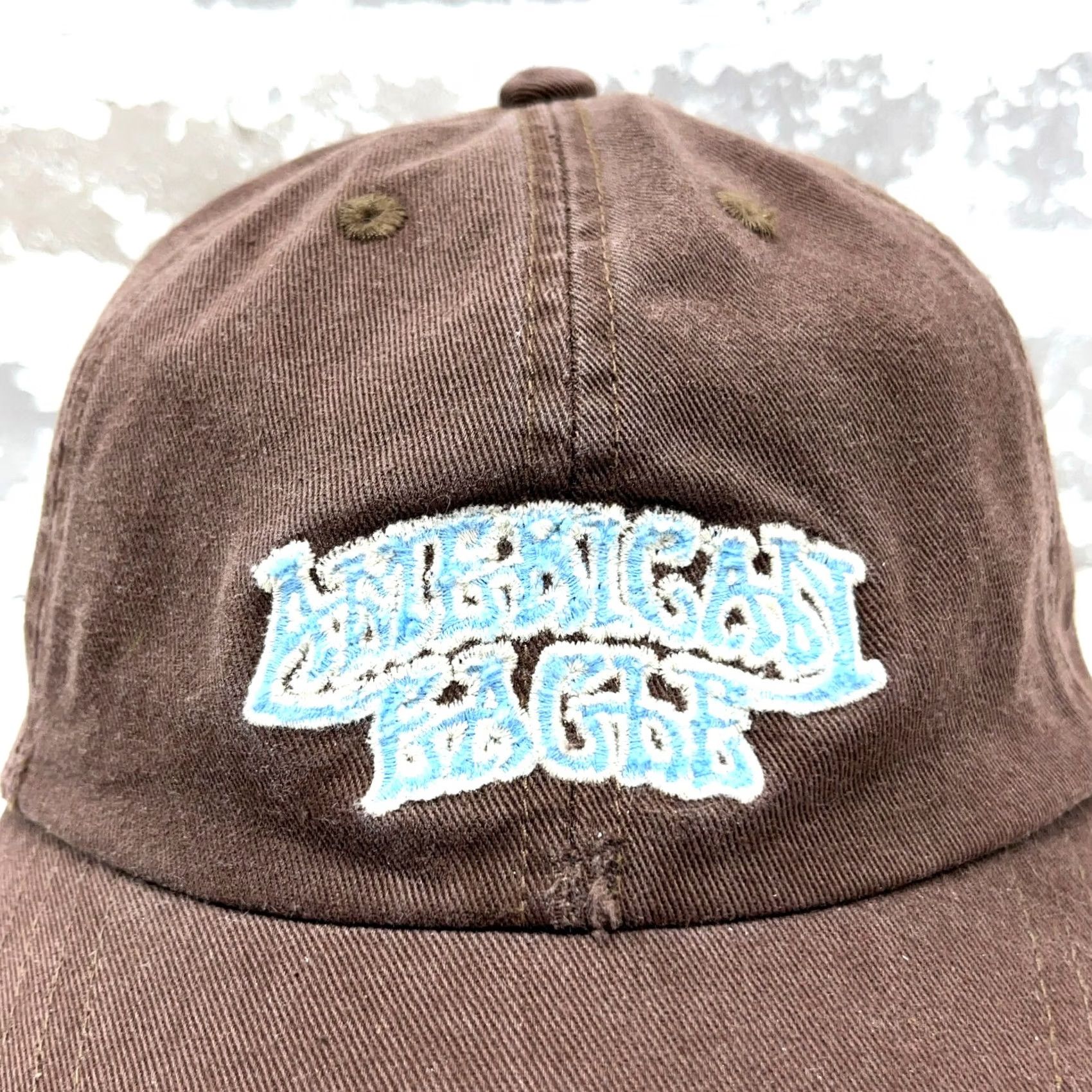 American Eagle Outfitters VINTAGE American Eagle Hat Baseball Cap Leather Strap Back Script AEO Dad Brown Y2K Size ONE SIZE - 3 Thumbnail