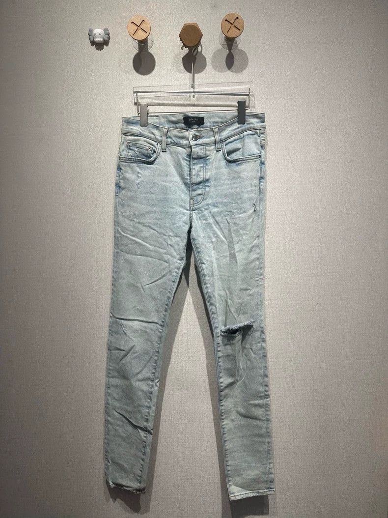 Amiri Amiri Washed Blue Knife Cut Jeans Size US 32 / EU 48 - 1 Thumbnail