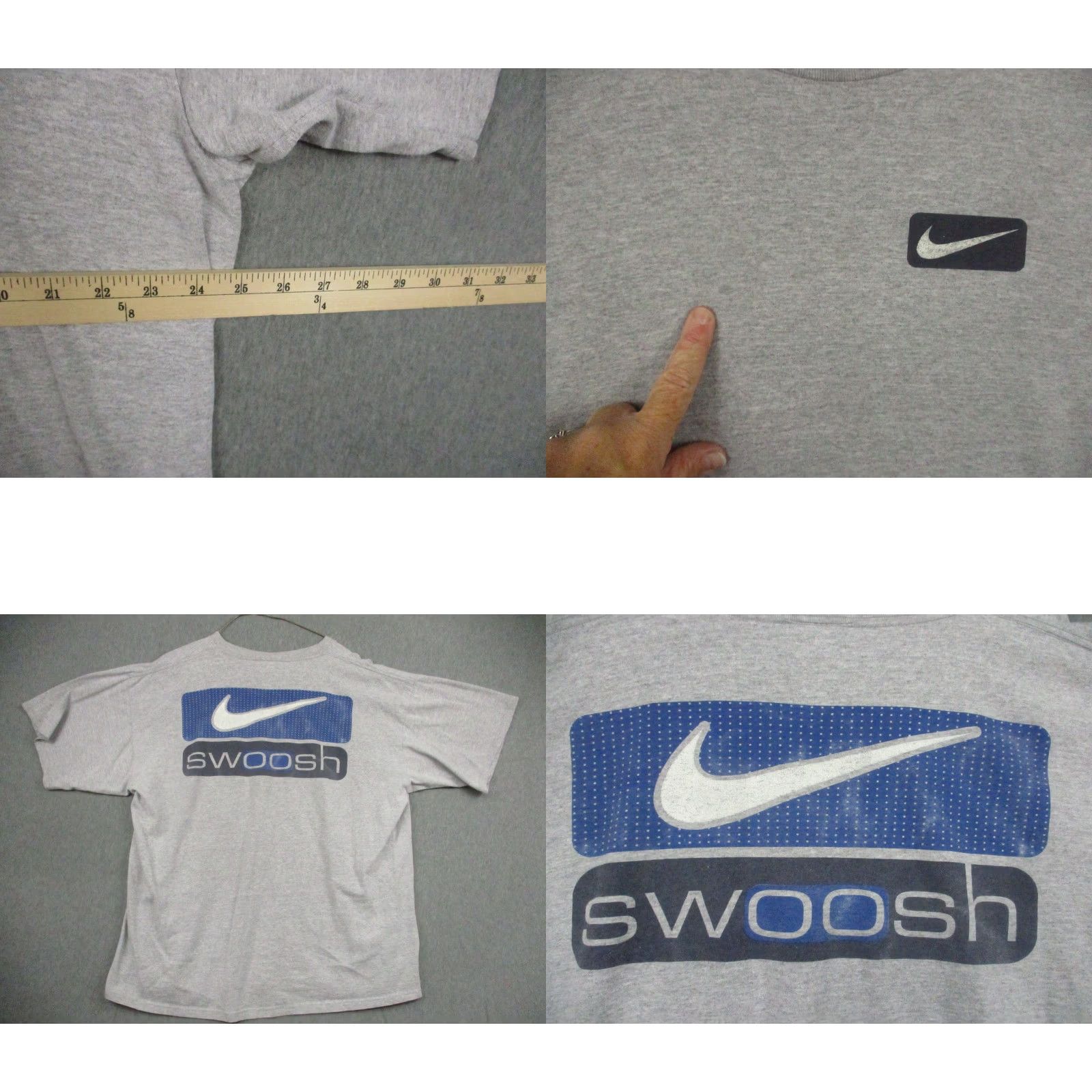Nike VINTAGE Nike Shirt Mens XL Gray Swoosh Graphic Tee 90s 1996 Nike Swoosh Logo T-Shirt Mens Large Graphic Print Short Sleeve Crew Neck Cotton Polyester Size US L / EU 52-54 / 3 - 8 Thumbnail