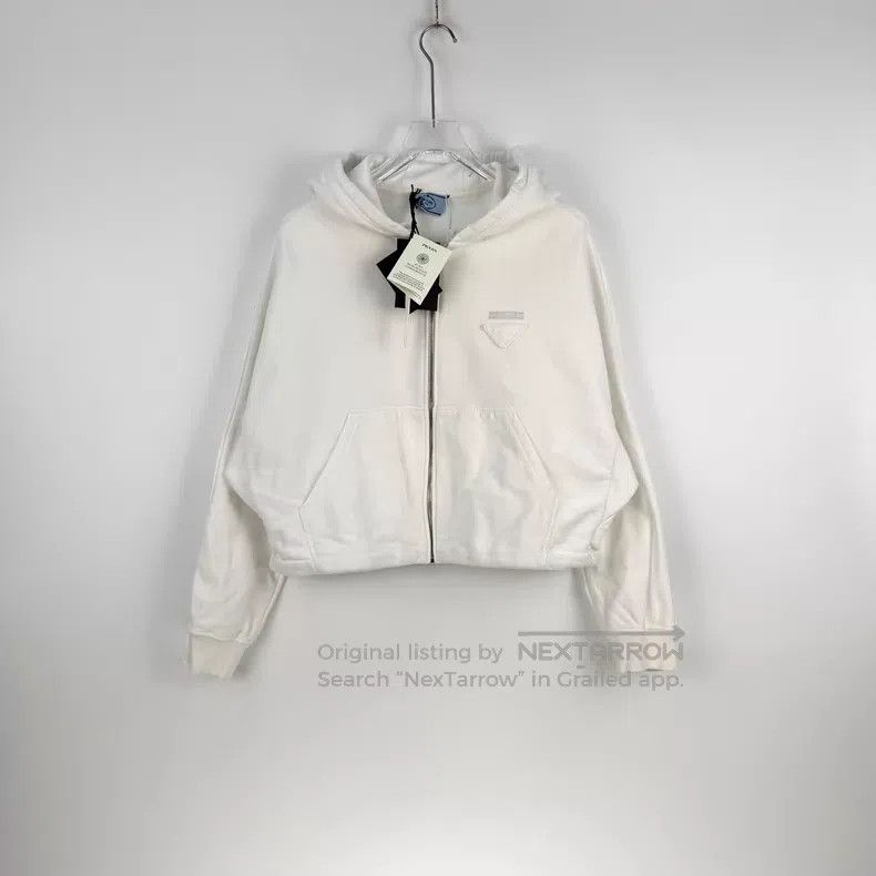 Prada Prada White triangle patch zipper hoodie Size US XL / EU 56 / 4 - 3 Thumbnail