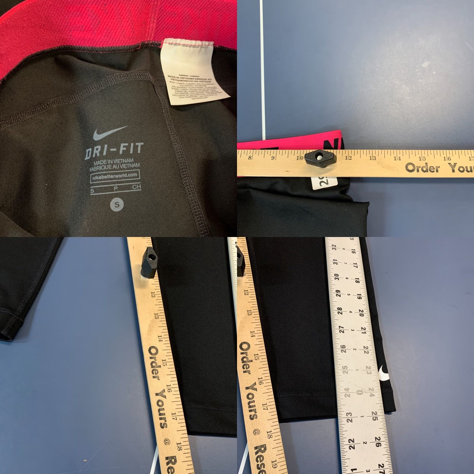 Nike VINTAGE Nike Dri-FIT Cropped Active Leggings Pants Womens Small Pink Black 24x17.5 Size 28" / US 6 / IT 42 - 9 Thumbnail
