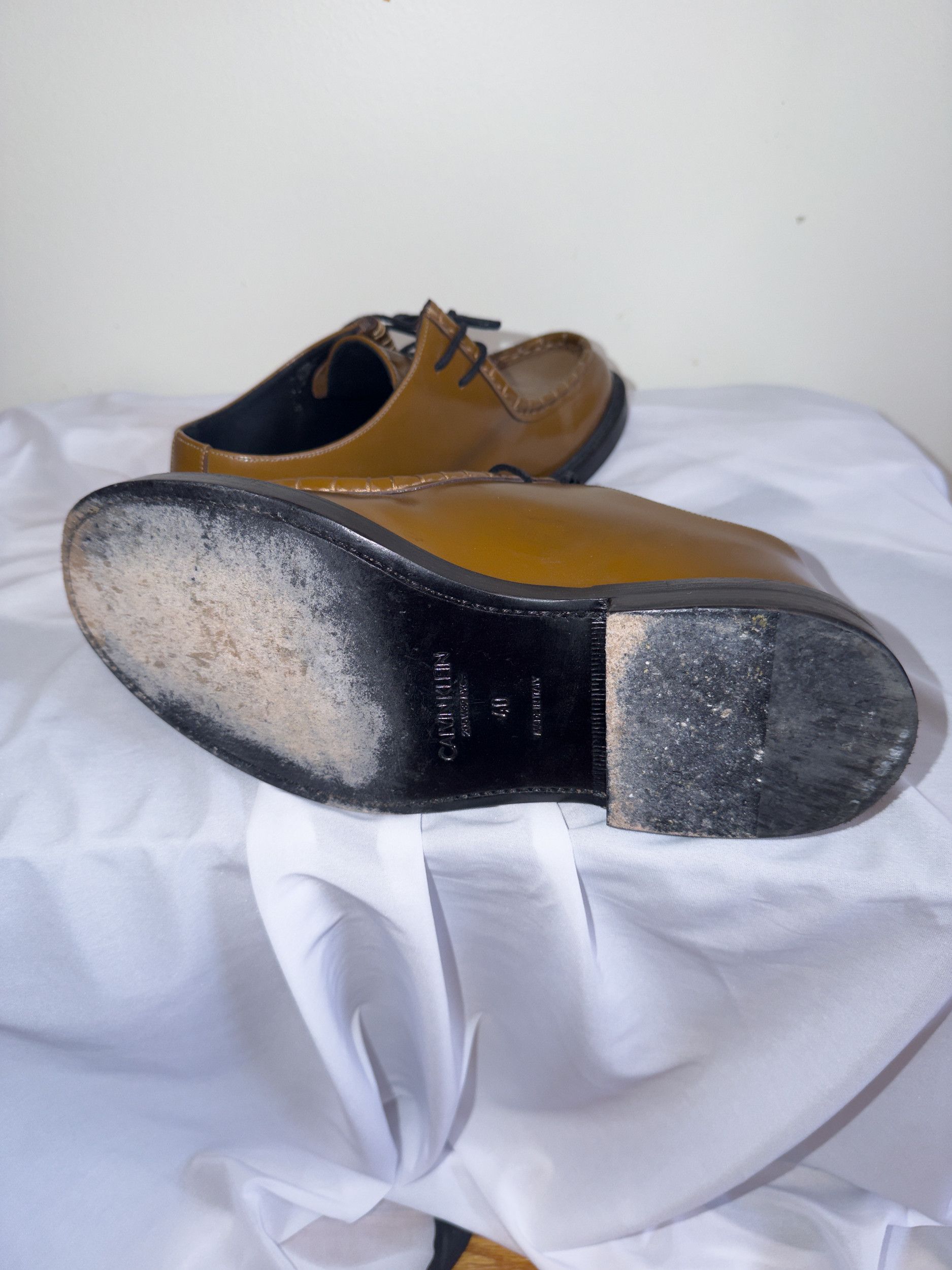 Calvin Klein 205W39NYC Tan Solid Leather Lace Up Shoes Size US 7 / EU 40 - 7 Thumbnail