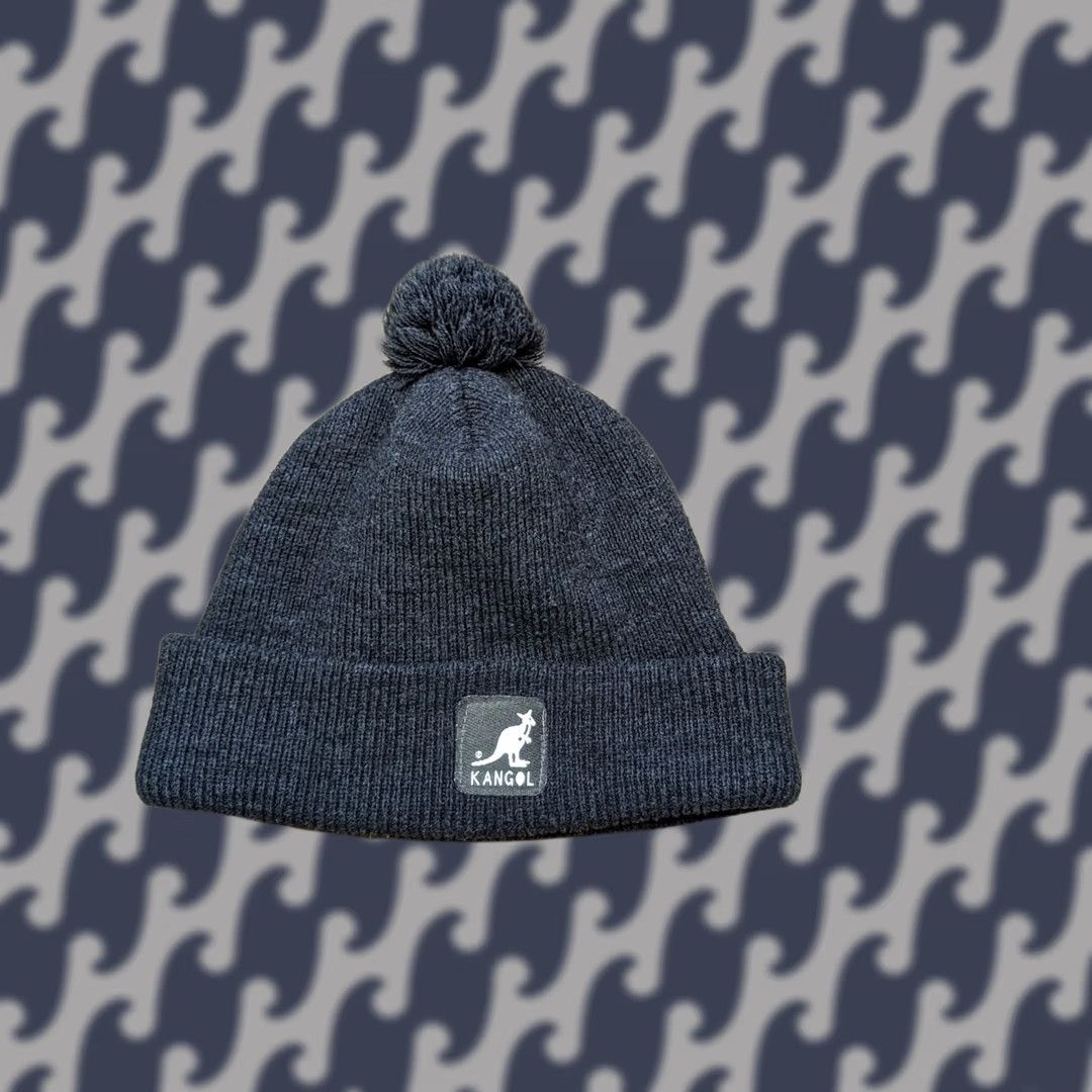 Kangol Kangol Gray Beanie Hat One Size Cuffed Kangaroo Pom Pom Ribbon Ribbed - Unisex Adults - Beanie - Knit - Acrylic - Fall Winter Spring - Kangol Size ONE SIZE - 1 Thumbnail