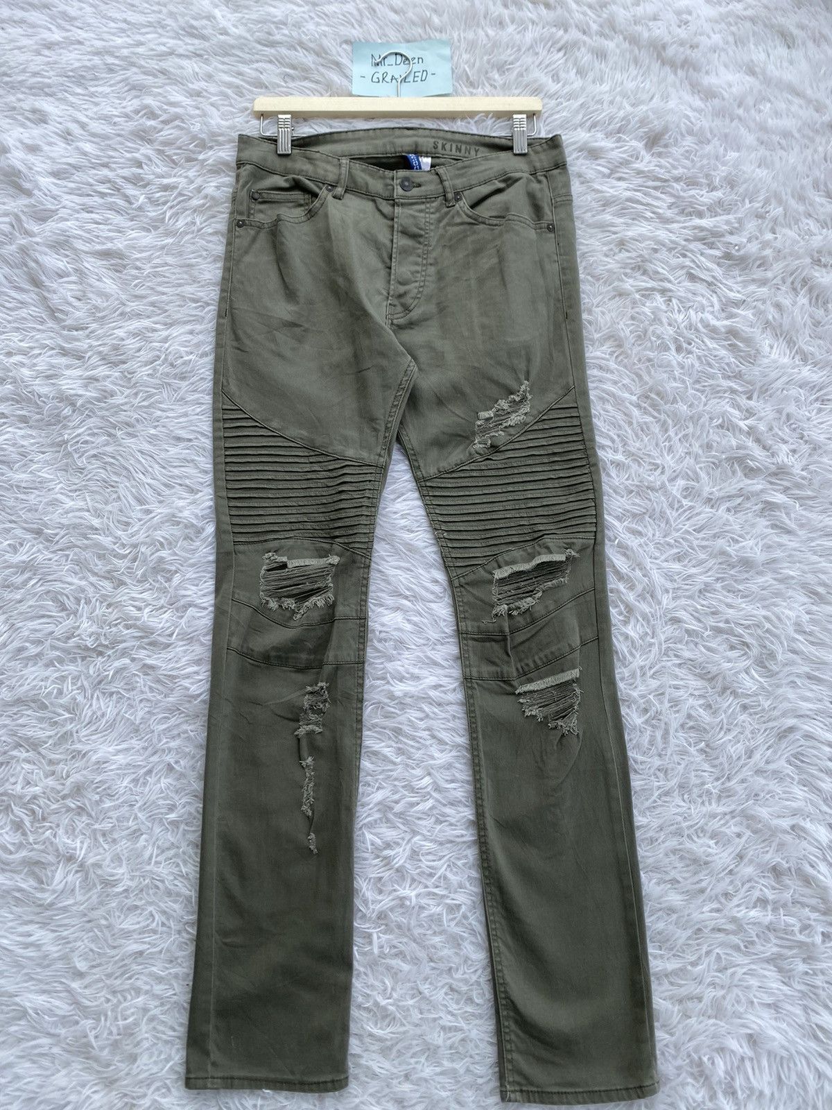 Japanese Brand Rare H&M Divided Distressed Biker Denim Skinny Pants Size US 31 - 1 Thumbnail