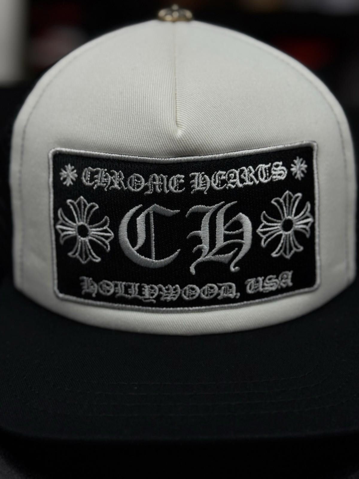 Chrome Hearts Chrome Hearts Black Patch Trucker Hollywood White Hat Size ONE SIZE - 3 Thumbnail