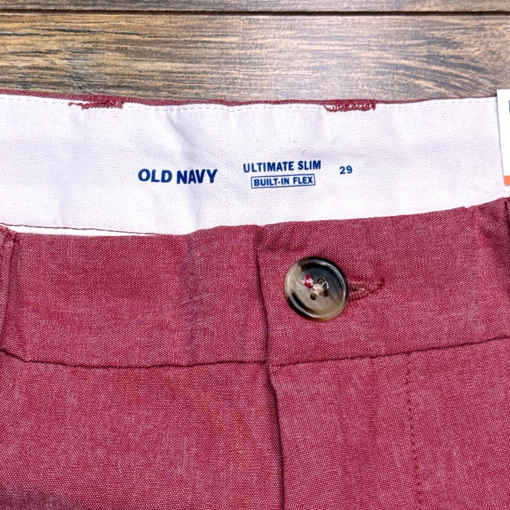 Old Navy Old Navy Slim Shorts Mens 29 Red Chambray Mid Rise Stretch New Size US 29 - 3 Thumbnail