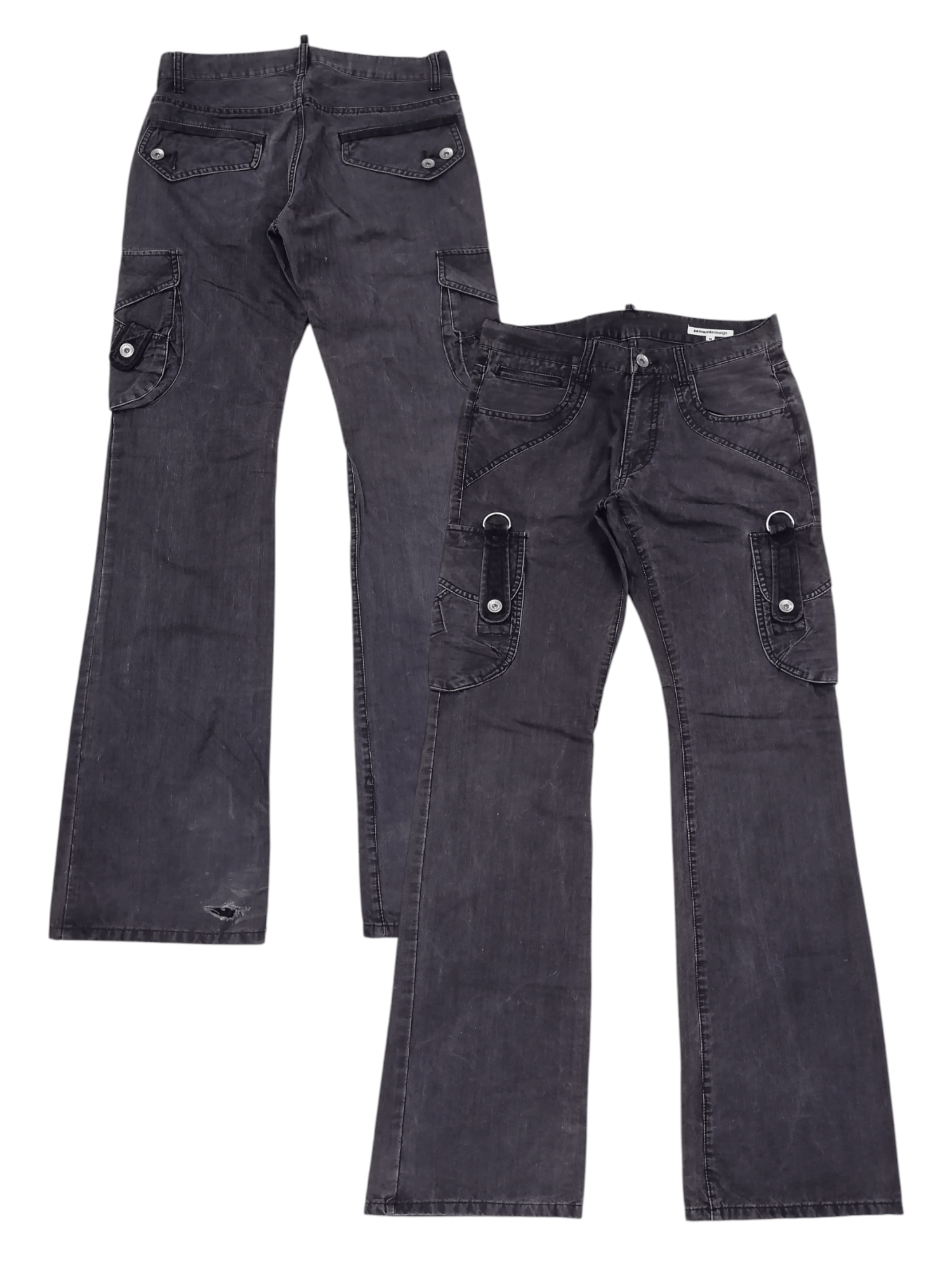 If Six Was Nine SEMANTIC DESIGN BONDAGE PUNK FLARE BOOTCUT FADED