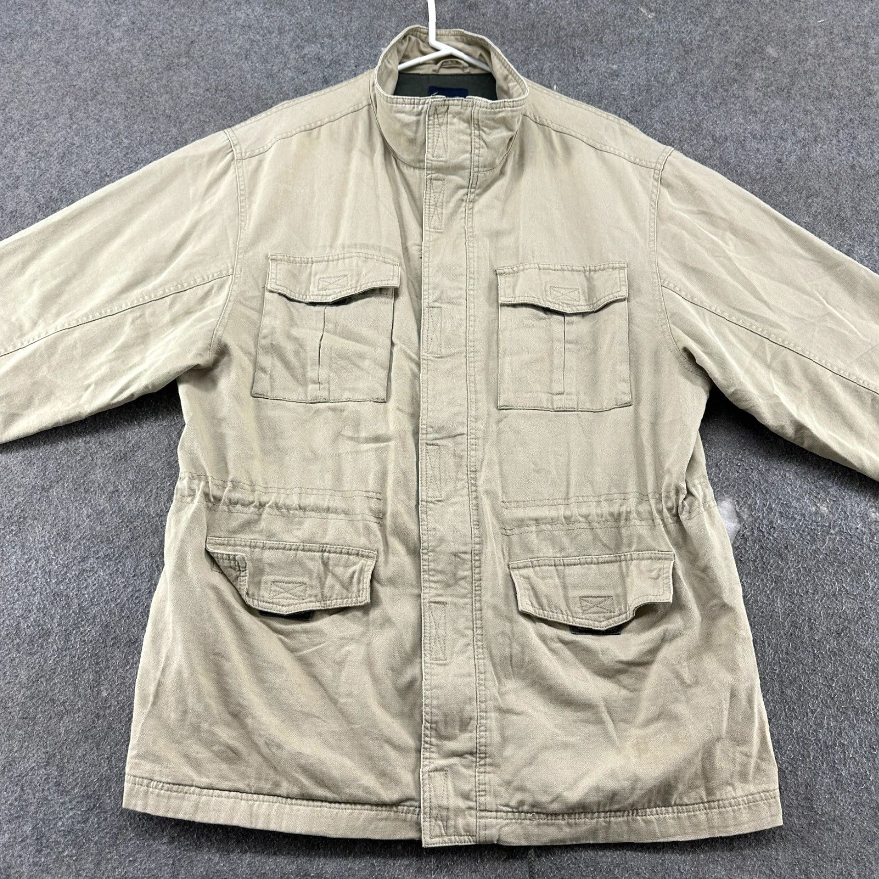 Gap VINTAGE Gap Jacket Mens Large Beige Chore Barn Coat Military Army Canvas M65 90s Full Zip Hooded Regular Men Beige Army 90s Jacket Size US L / EU 52-54 / 3 - 3 Thumbnail