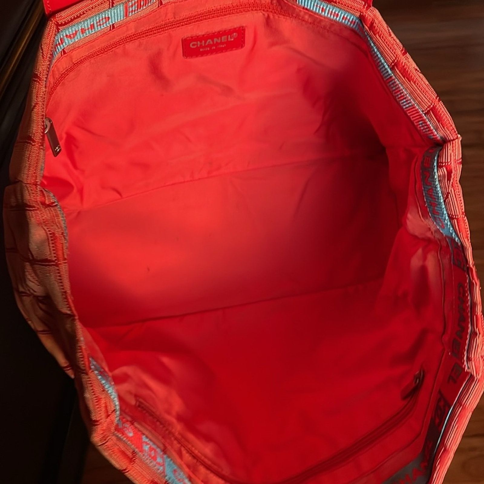 Chanel Traveline Canvas Tote Bag Orange/Red - Pre-Loved