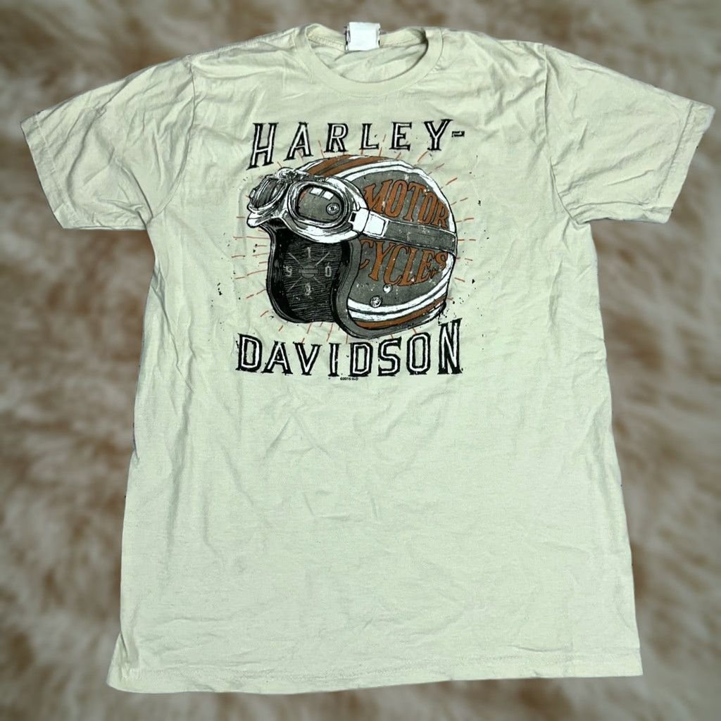 Harley Davidson Harley-Davidson Womens Mile High Club T-Shirt Sz L Beige Cotton Shirt Womens Beig e Mile High Club 90s Event Vintage-ish Size L / US 10 / IT 46 - 1 Thumbnail