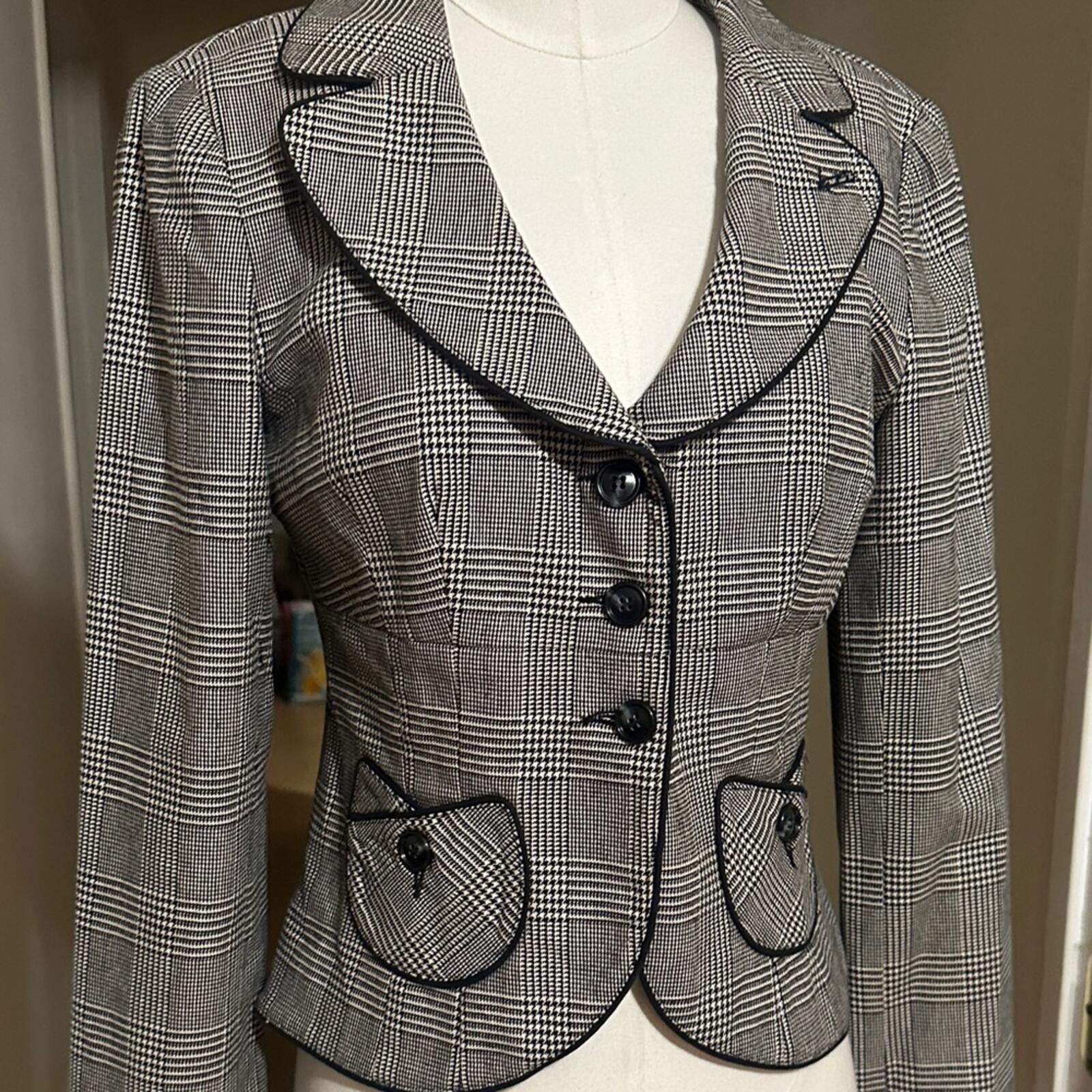 Other Vintage Houndstooth Plaid Blazer Size S / US 4 / IT 40 - 3 Thumbnail