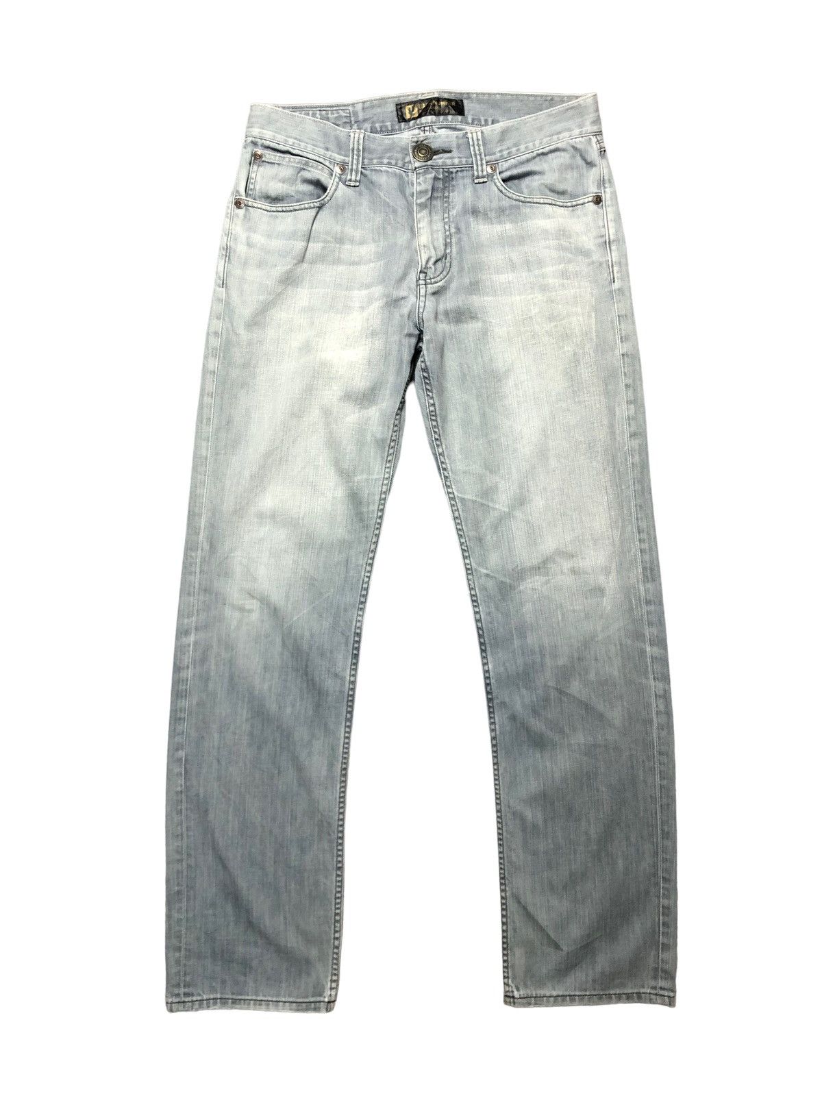 image of Black Label x Vintage Size 34X31.5 Vintage Back Number Faded Denim Jeans Pants in Grey, Men's