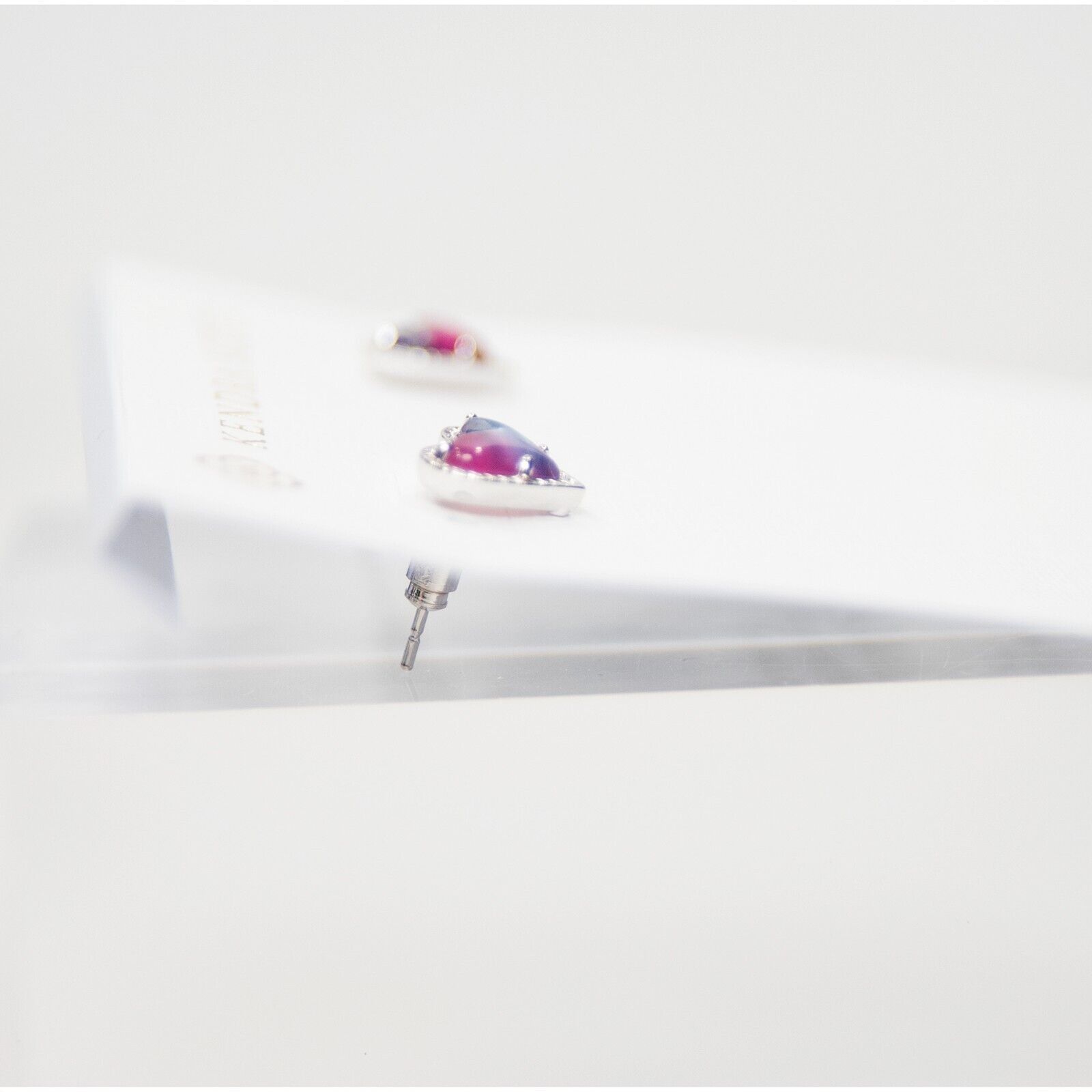 Kendra Scott Kendra Scott Ari Ombre Illusion Heart Rhodium Stud Earrings Size ONE SIZE - 5 Thumbnail