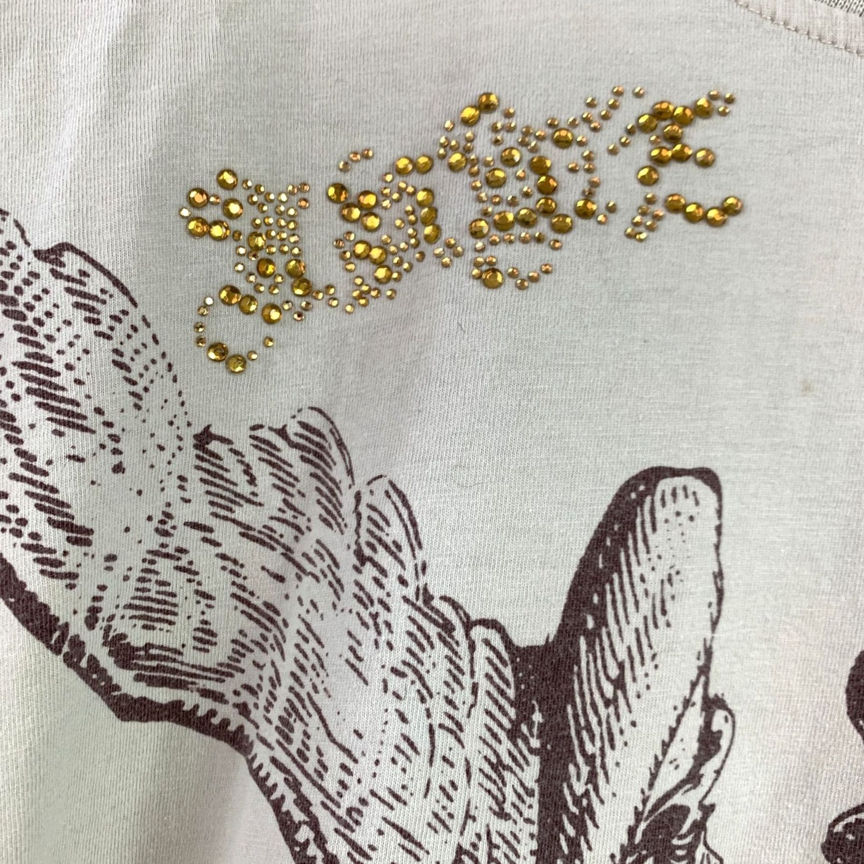 Vintage VINTAGE Nostic Fallen Angel Join The Insurgence Rhinestone Tee T-Shirt L Tan Unisex Adults Large Graphic Print Crew Neck Short Sleeve Cotton Size US L / EU 52-54 / 3 - 5 Thumbnail