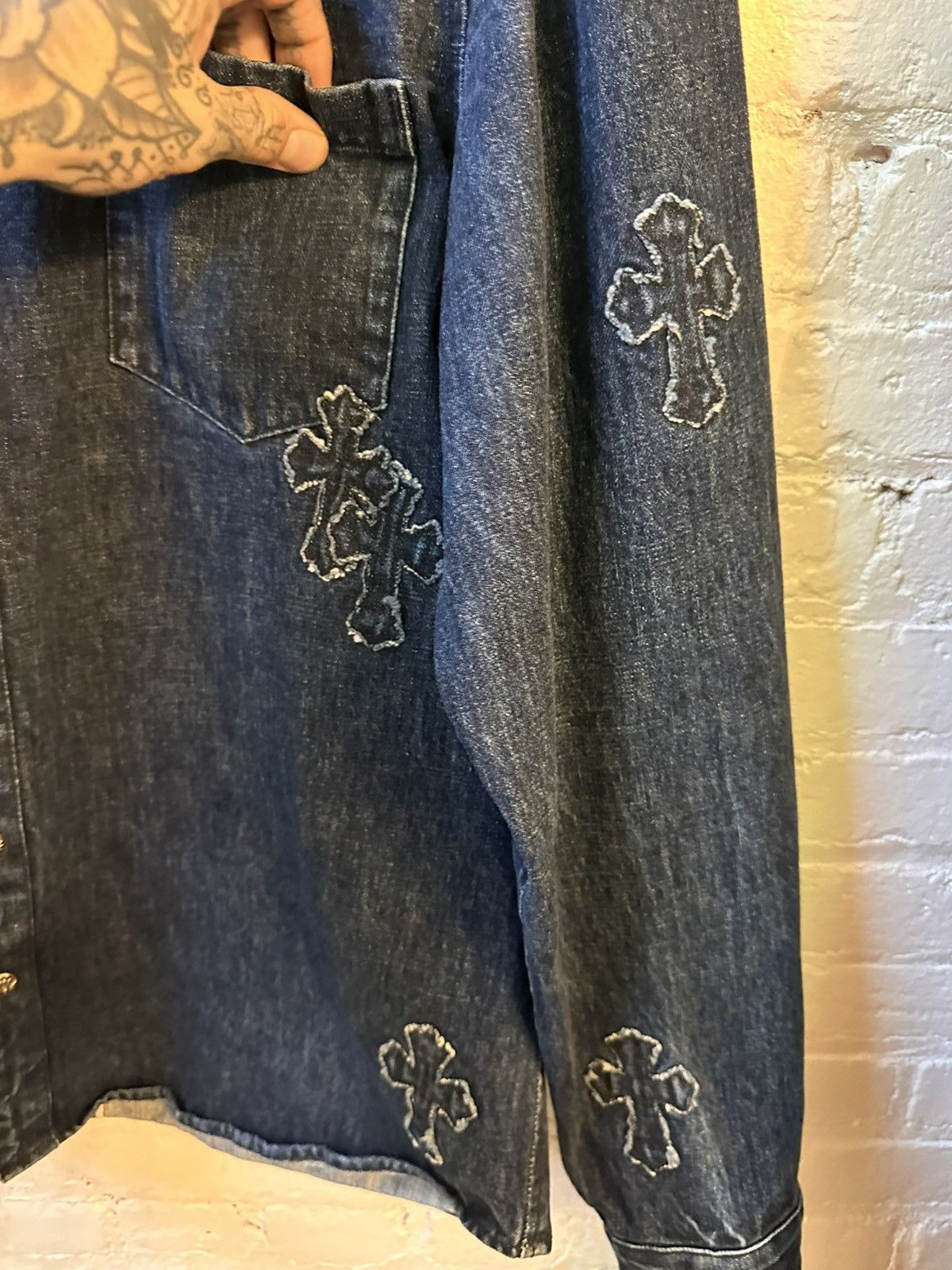 Chrome Hearts CHROME HEARTS NEW XXL 2XL DENIM CROSS JACKET SHIRT Size US XXL / EU 58 / 5 - 6 Thumbnail