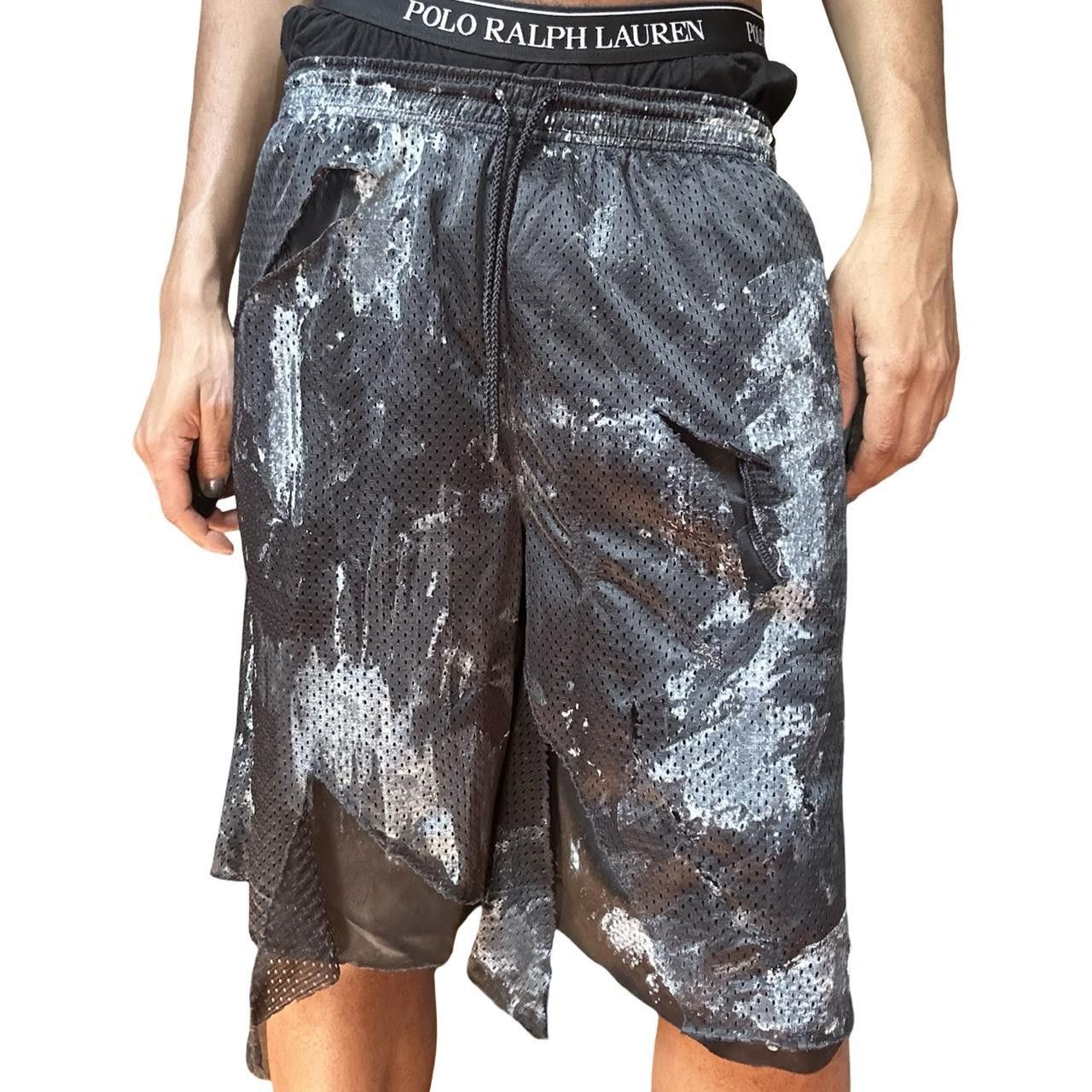 Starter ASTROBOI* Black Ripped Mesh Painted Basketball Shorts - XL Size US 34 / EU 50 - 6 Thumbnail