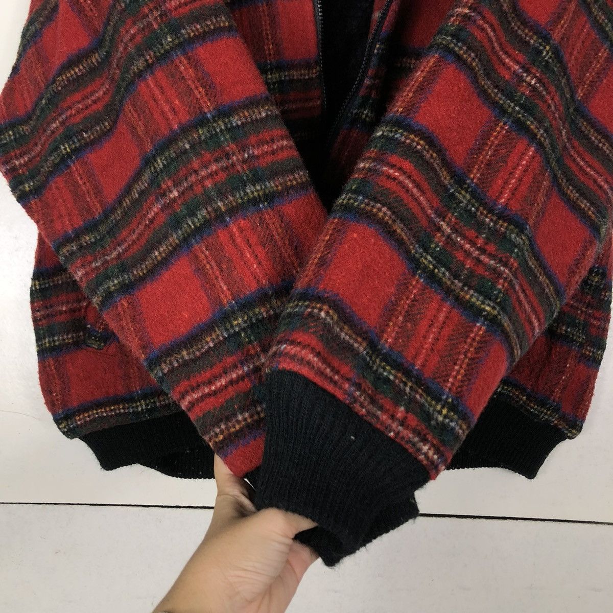 Vintage 🔥VINTAGE WOOL BOMBER JACKET MELTON USA TARTAN DESIGN CHECK Size US L / EU 52-54 / 3 - 16 Thumbnail