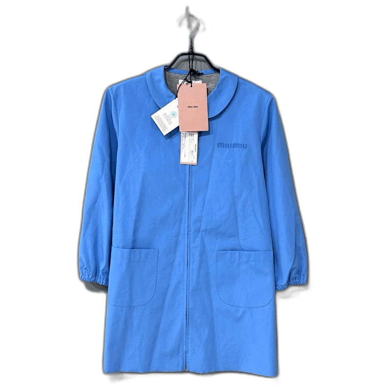 Miu Miu Blue Embroidered Logo Doll Collar Dress Size L / US 10 / IT 46 - 1 Thumbnail