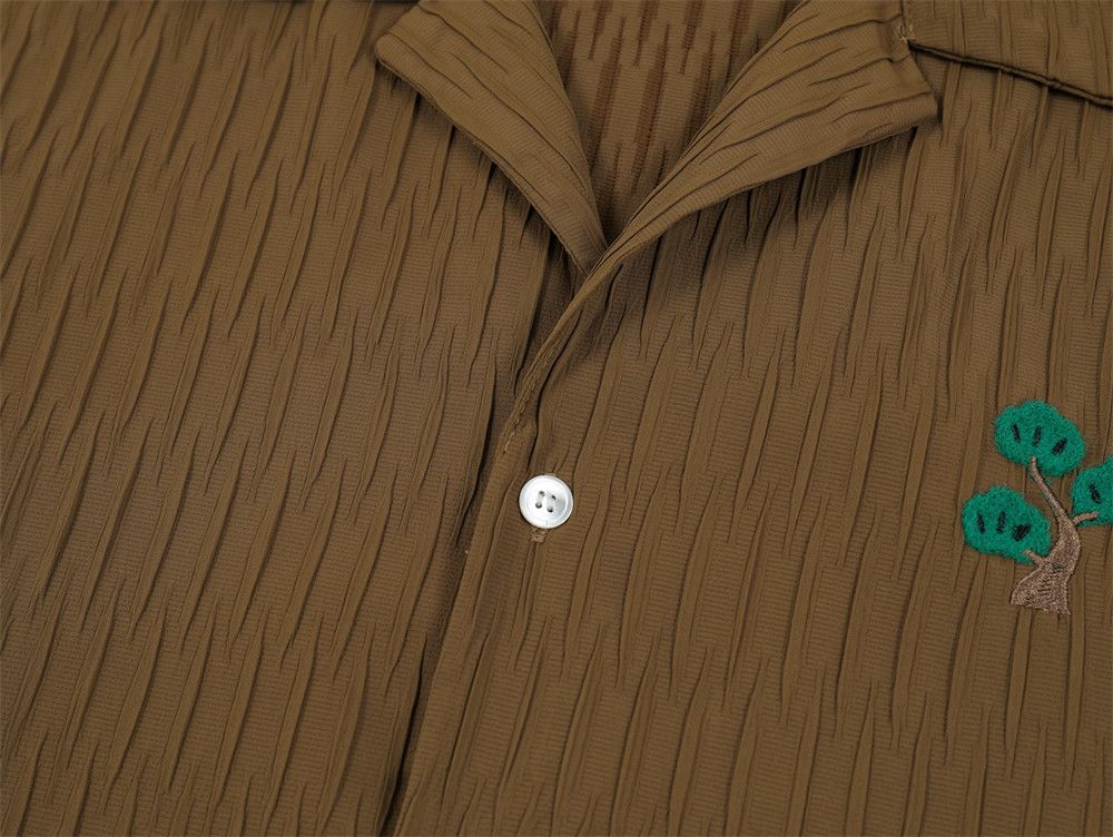Japanese Brand × Vintage Men's American lapel simple embroidery casual pleated shirt Size US M / EU 48-50 / 2 - 4 Thumbnail