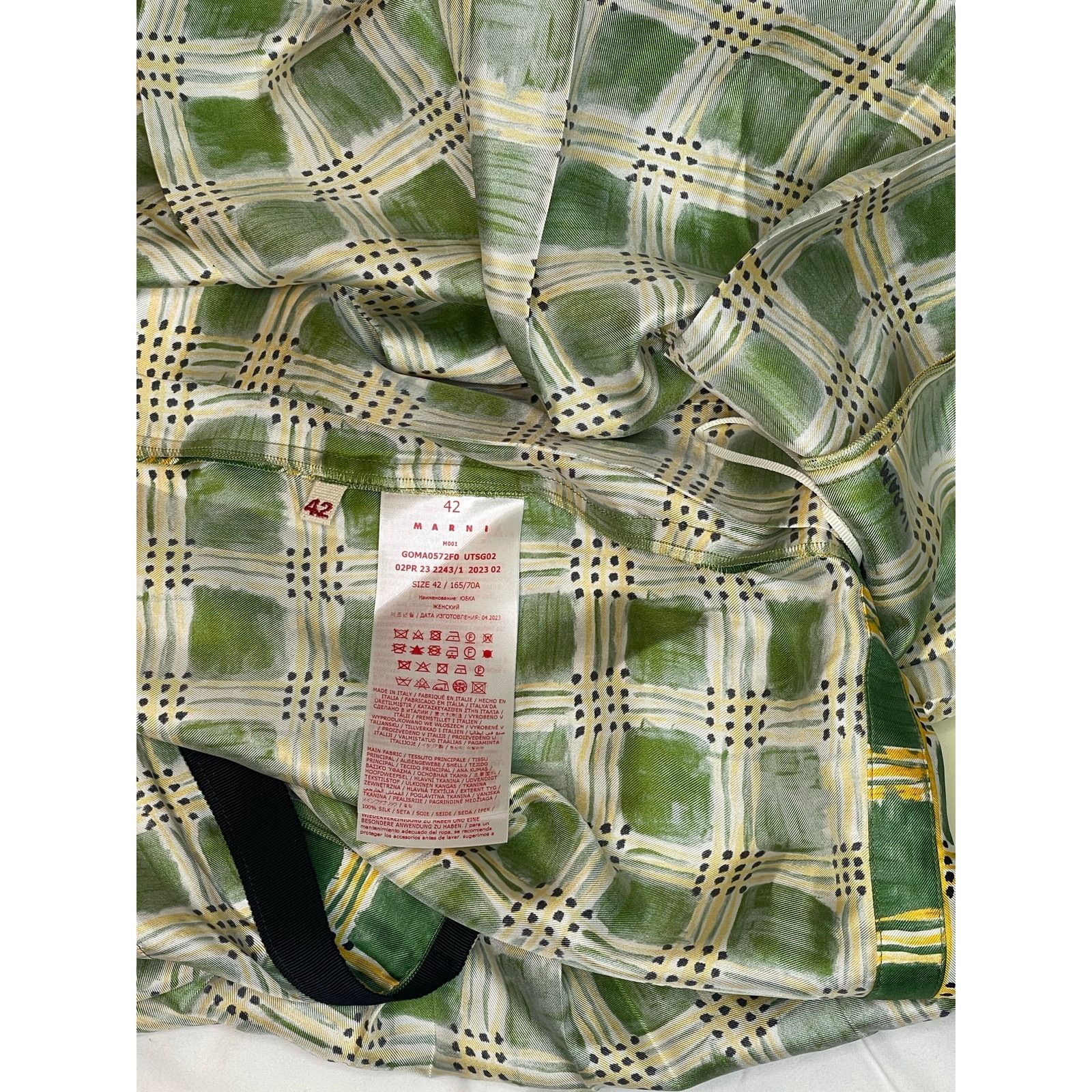 Marni Marni Check Field Silk Skirt, NWT Size 42 Size 28" / US 6 / IT 42 - 3 Thumbnail