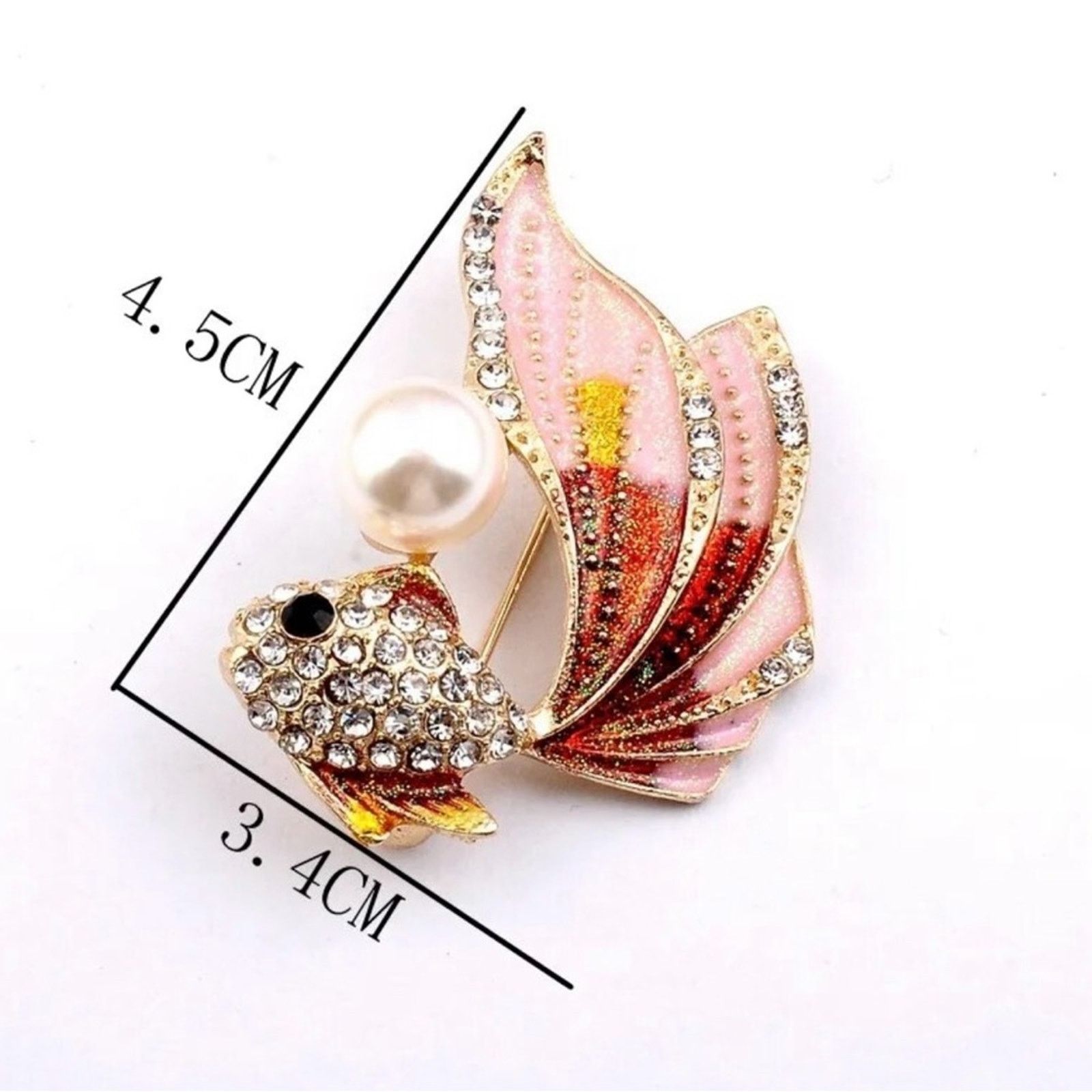 Other Cute Color Goldfish Brooch Fashion Rhinesonte Pearl Fish Size ONE SIZE - 2 Thumbnail