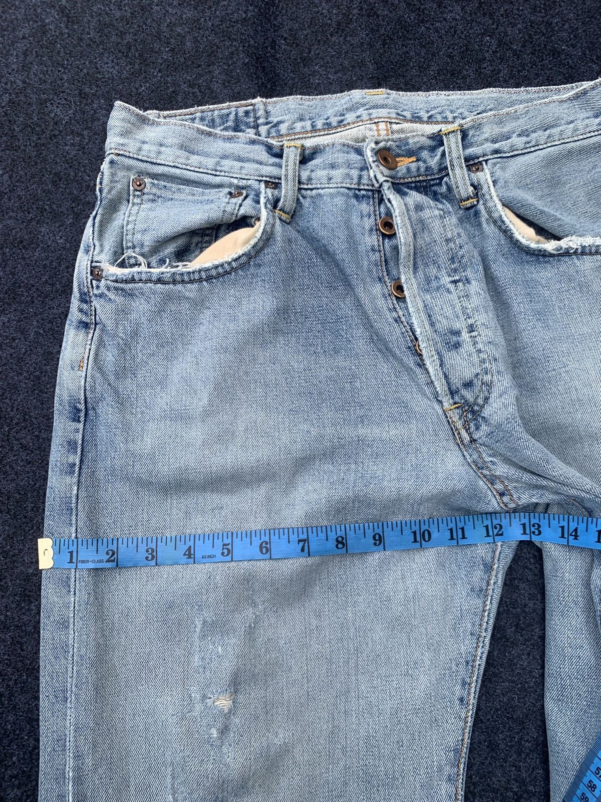 Edwin Distressed Edwin 505 selvedge light blue wash. Size US 31 - 5 Thumbnail