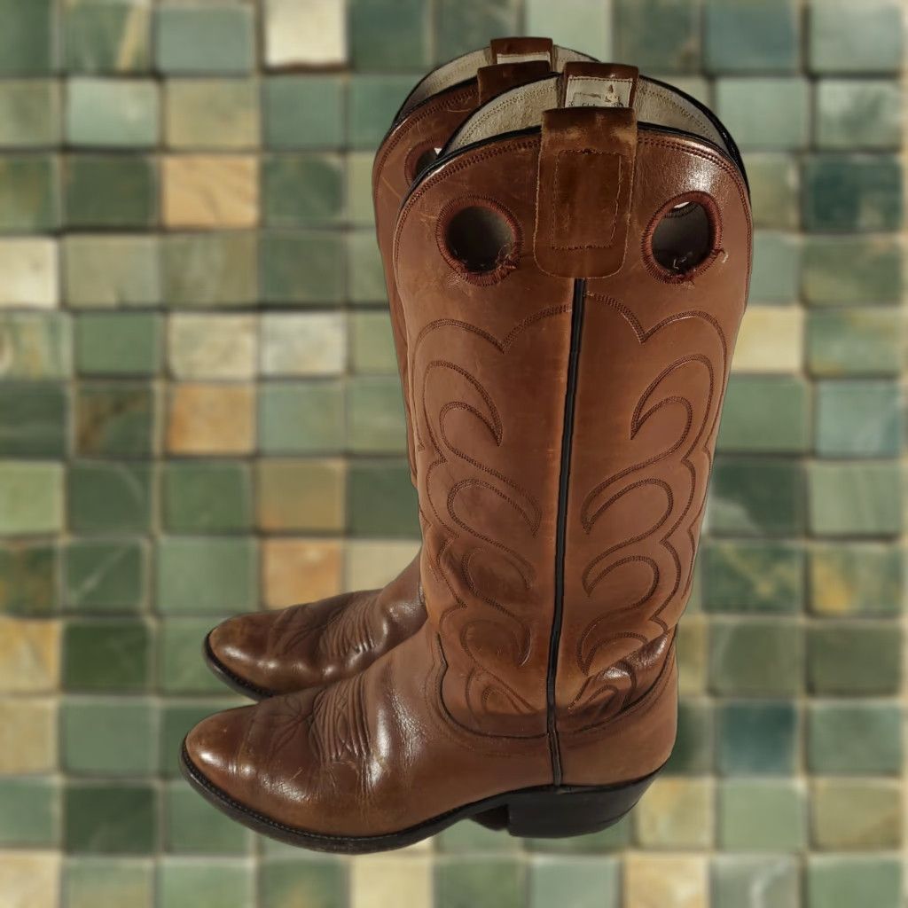 Vintage Olathe Boots Boot Western Buckaroo Cowboy Leather Brown 16" 36515 Mens 9 Kansas B Size US 9 / EU 42 - 1 Thumbnail