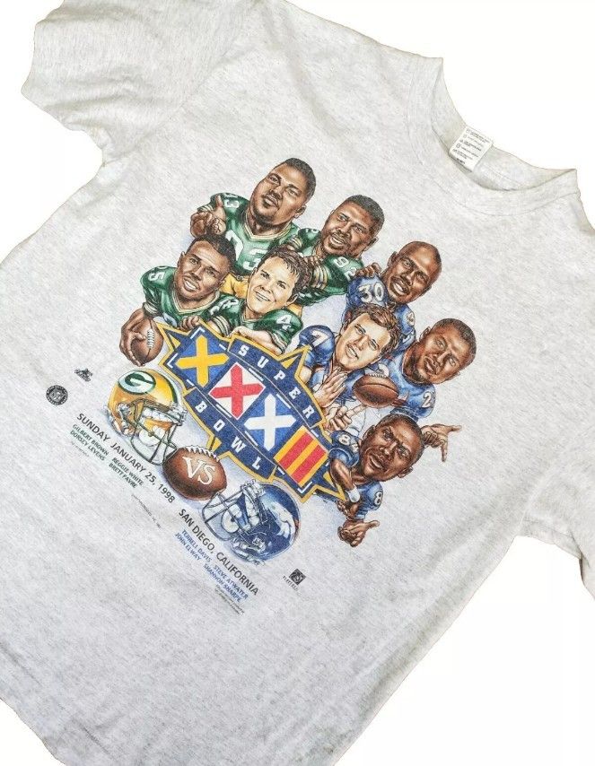 NFL × Vintage Vintage Super Bowl XXXII Caricature 1998 Full Print T-shirt Size US XL / EU 56 / 4 - 2 Thumbnail