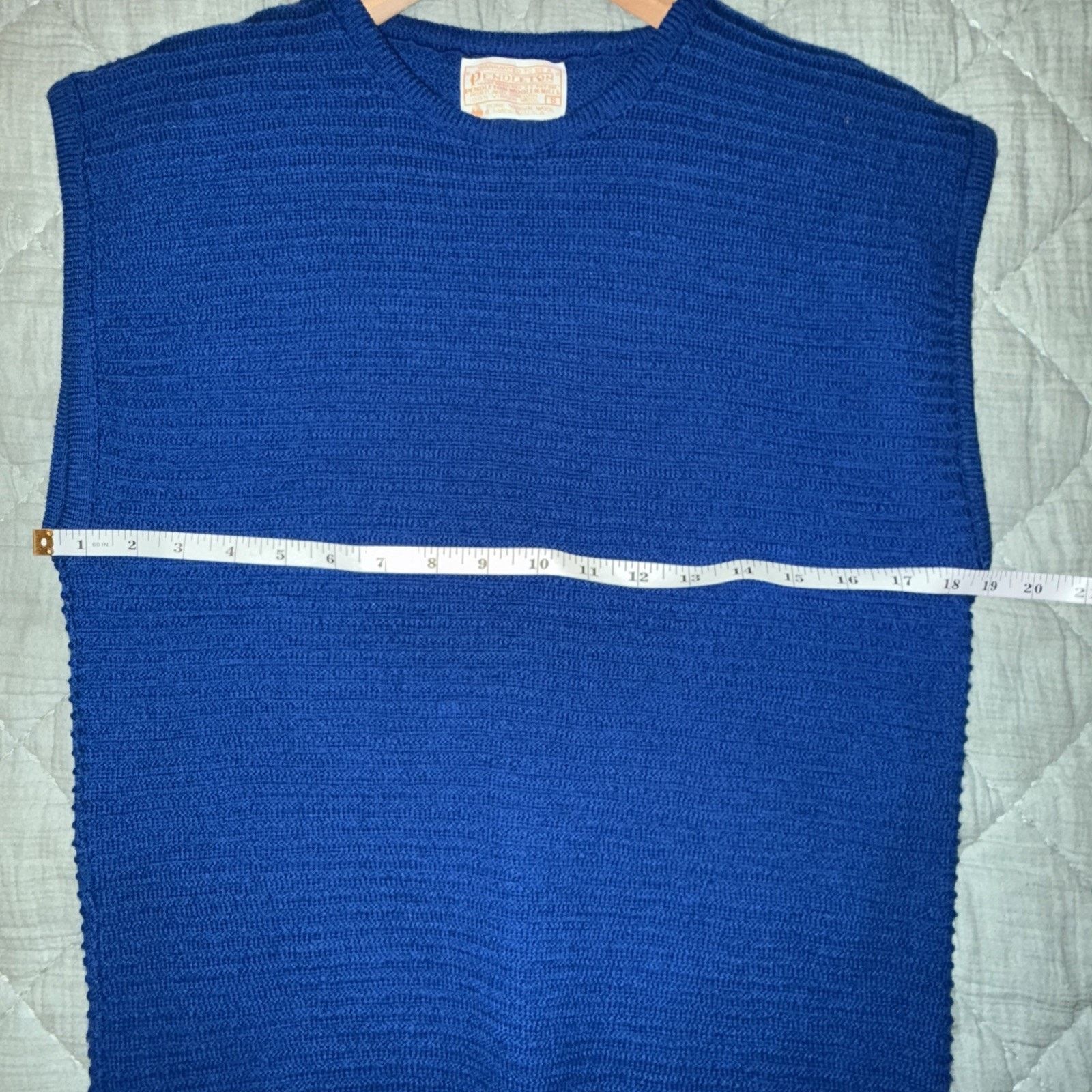 Pendleton Pendleton Vintage Men’s Virgin Wool Blue Vest Ribbed Sz S Size US S / EU 44-46 / 1 - 6 Thumbnail