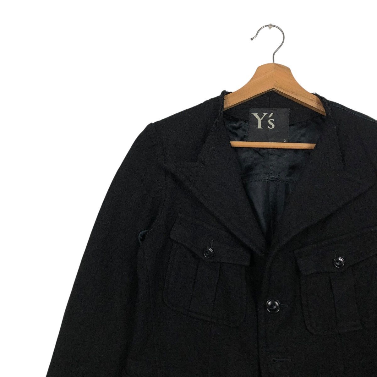 Yohji Yamamoto 🔥RICH BLACK CROPPED WOOL JACKET WORKER Y’S YOHJI YAMAMOTO Size M / US 6-8 / IT 42-44 - 7 Thumbnail