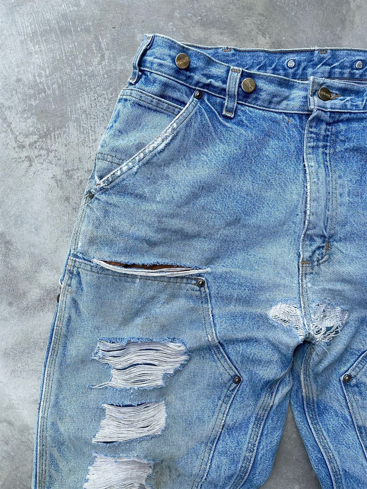 Carhartt Faded Distressed Denim Carhartt Doublekne Pant B07-DNM Size US 34 / EU 50 - 3 Thumbnail