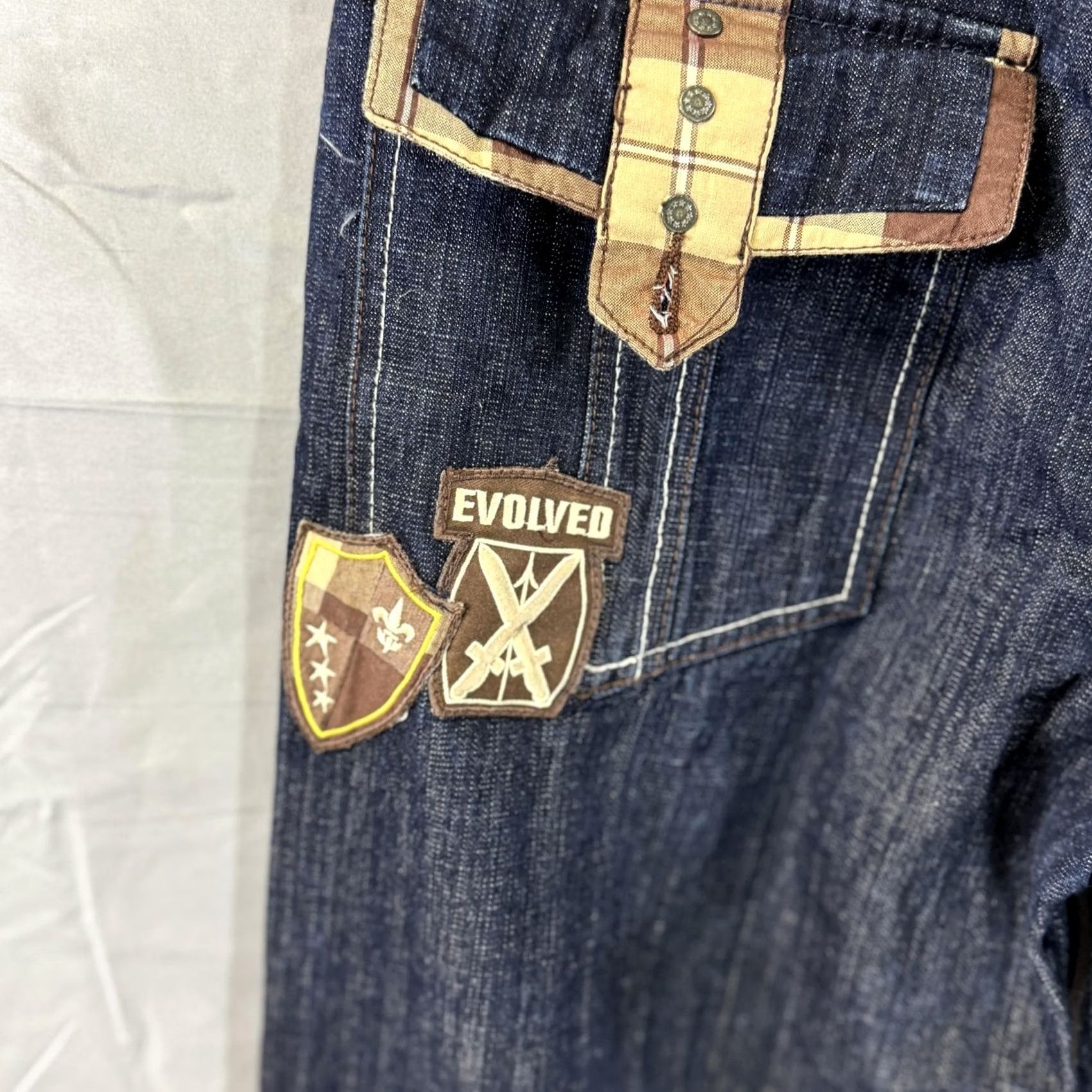 Vintage Evolution In Design Jeans Mens 36x34 Blue Denim Expedition Patches Pants Straight Jeans Size US 36 / EU 52 - 4 Thumbnail