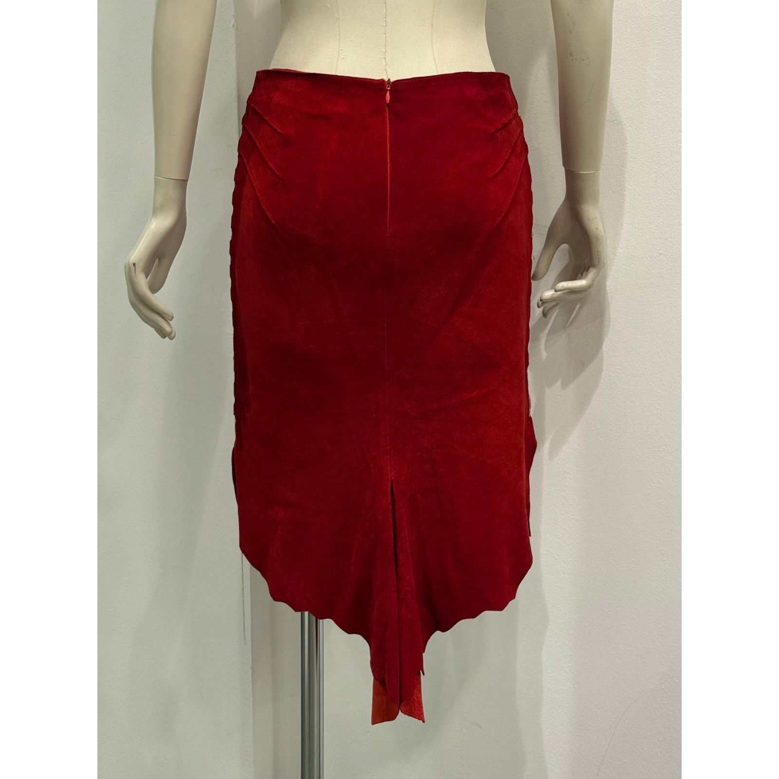 Roberto Cavalli Roberto Cavalli red suede leather skirt Size 30" / US 8 / IT 44 - 3 Thumbnail