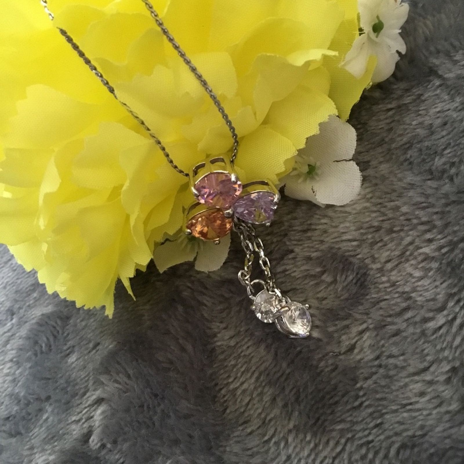 Other Silver Muilti-Crystal Hearts Necklace Size ONE SIZE - 1 Thumbnail