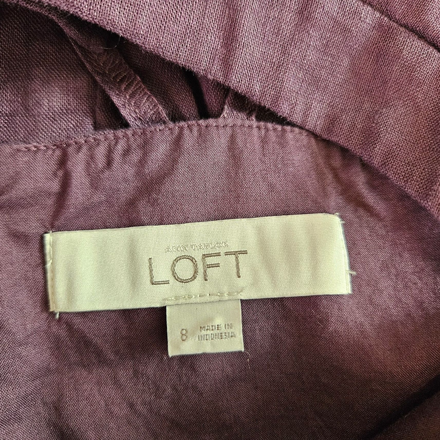 Loft LOFT Ann Taylor Womens Dress Solid Purple Linen Sleeveless Size 8 Knee Length Casual Summer Pencil Dress Womens Size M / US 6-8 / IT 42-44 - 6 Thumbnail