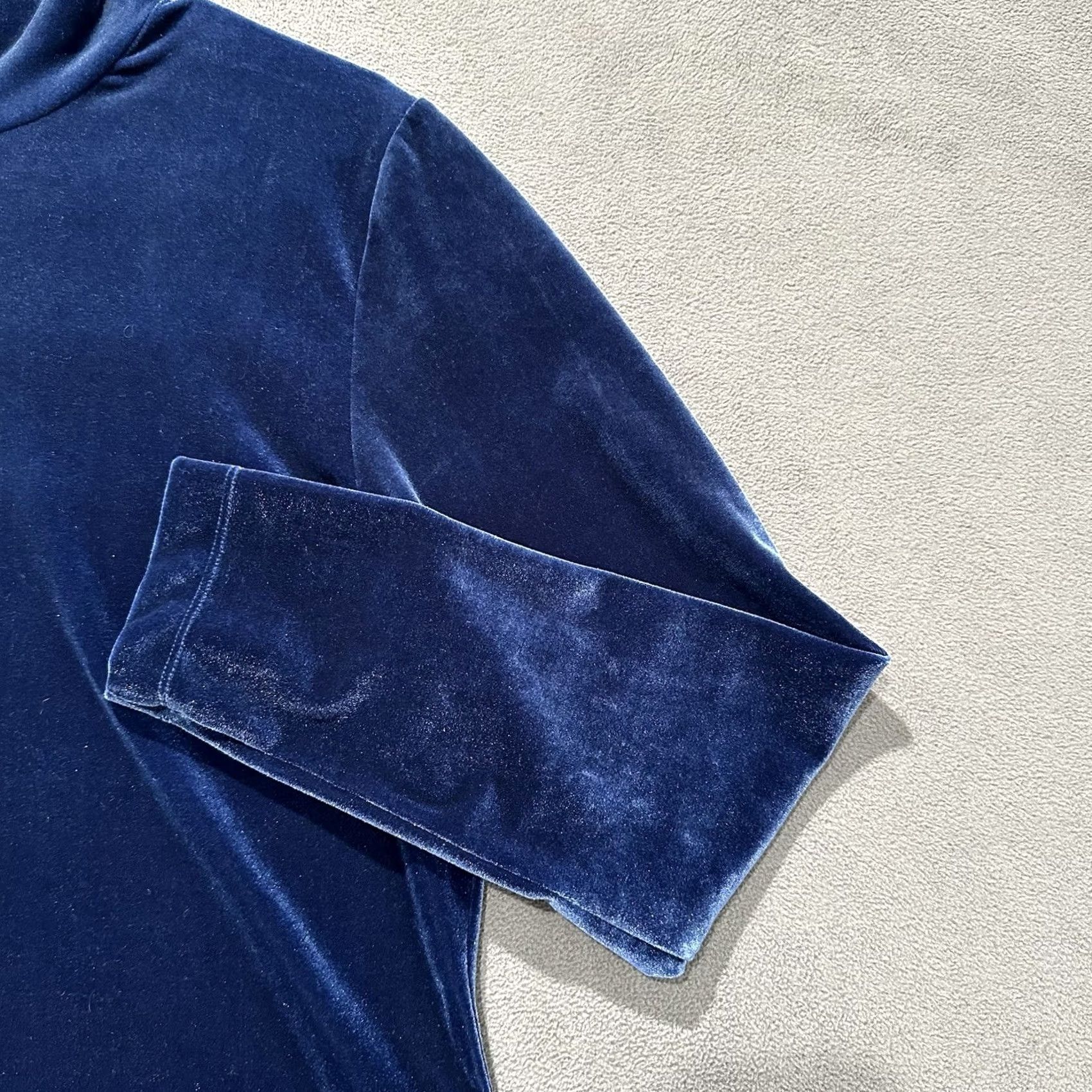 Lands' End VINTAGE Lands End Shirt Womens L Blue Velour Velvet Long Sleeve Turtleneck GUC 90s Size L / US 10 / IT 46 - 7 Thumbnail