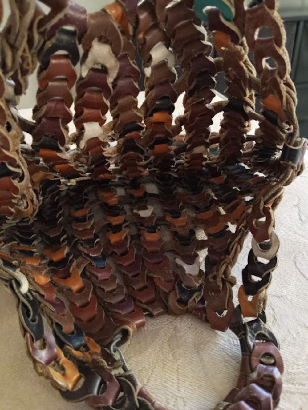 Vintage 1960s Vintage RARE Leather Chain Link Handbag Excellent Size ONE SIZE - 4 Thumbnail