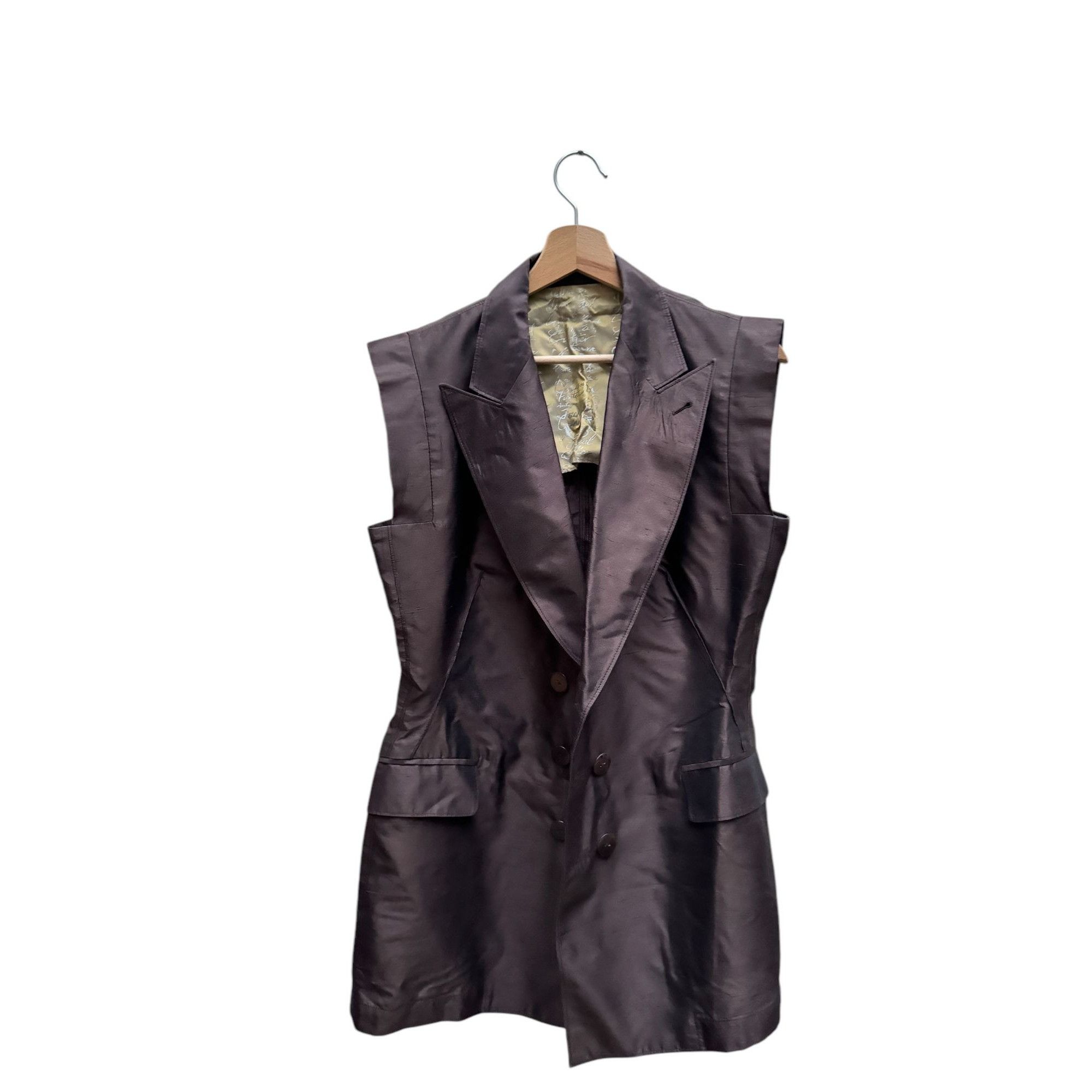 Jean Paul Gaultier Vintage Bronze Sleeveless Blazer Jacket Size M / US 6-8 / IT 42-44 - 3 Thumbnail