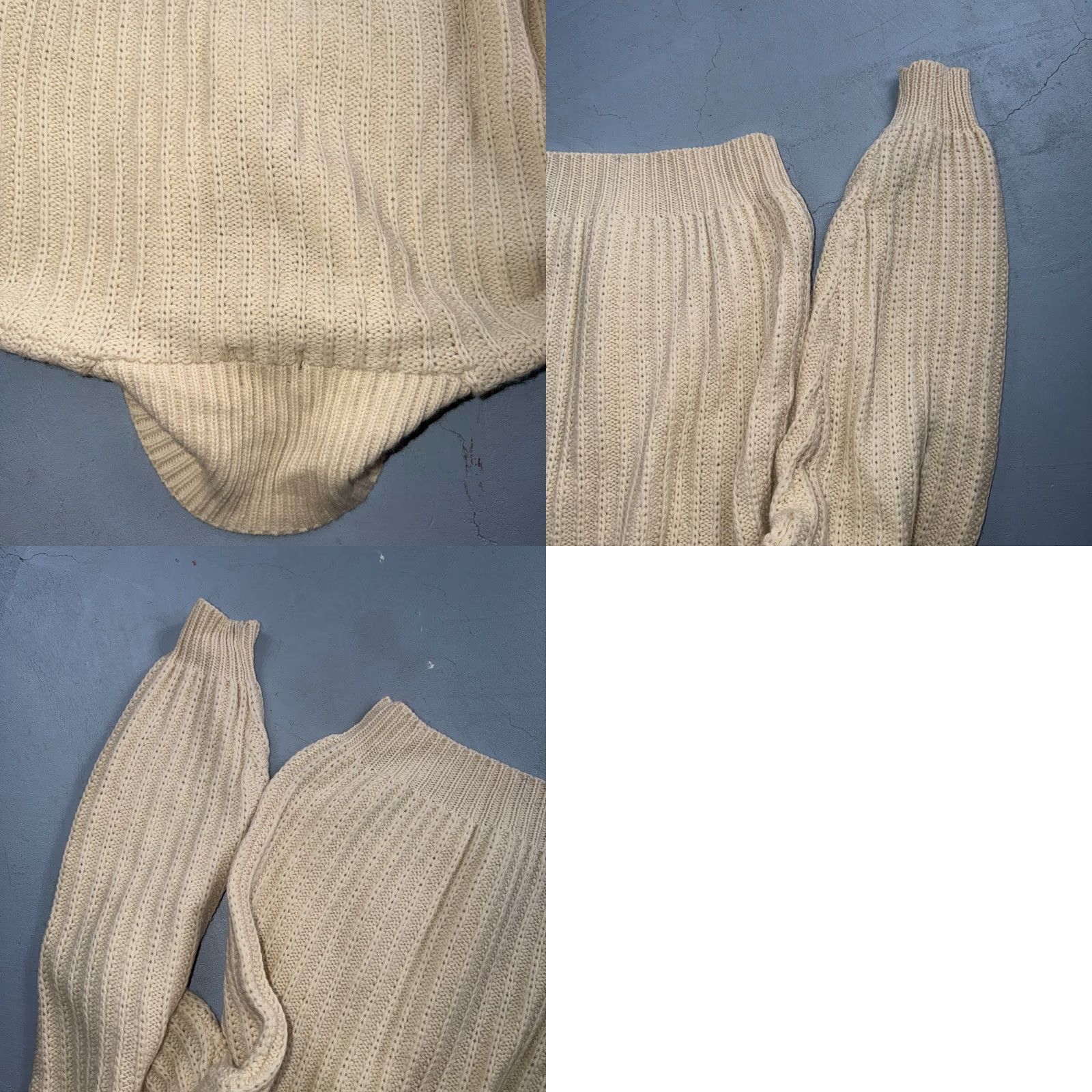 Abercrombie & Fitch VTG Abercrombie & Fitch Heavy Wool Shawl Sweater Oatmeal Beige Fisherman 70s Size US M / EU 48-50 / 2 - 9 Thumbnail