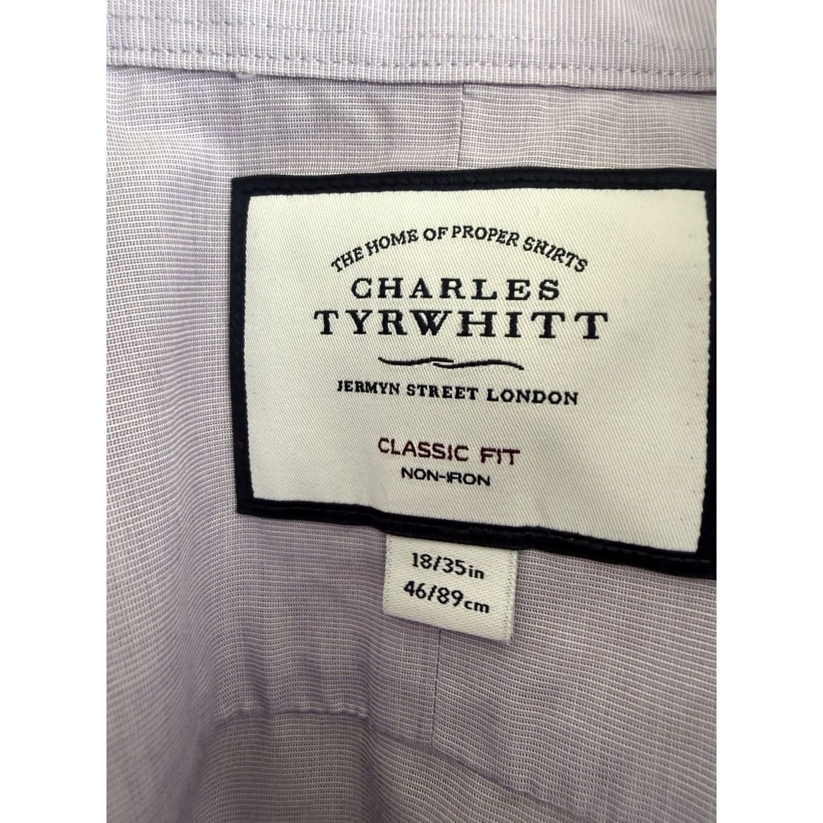 Charles Tyrwhitt CHARLES TYRWHITT Classic Dress Shirt 18 35 Non Iron Lavender Purple Cotton Button-Down Long Sleeve Mens Shirt Size 48R - 3 Thumbnail