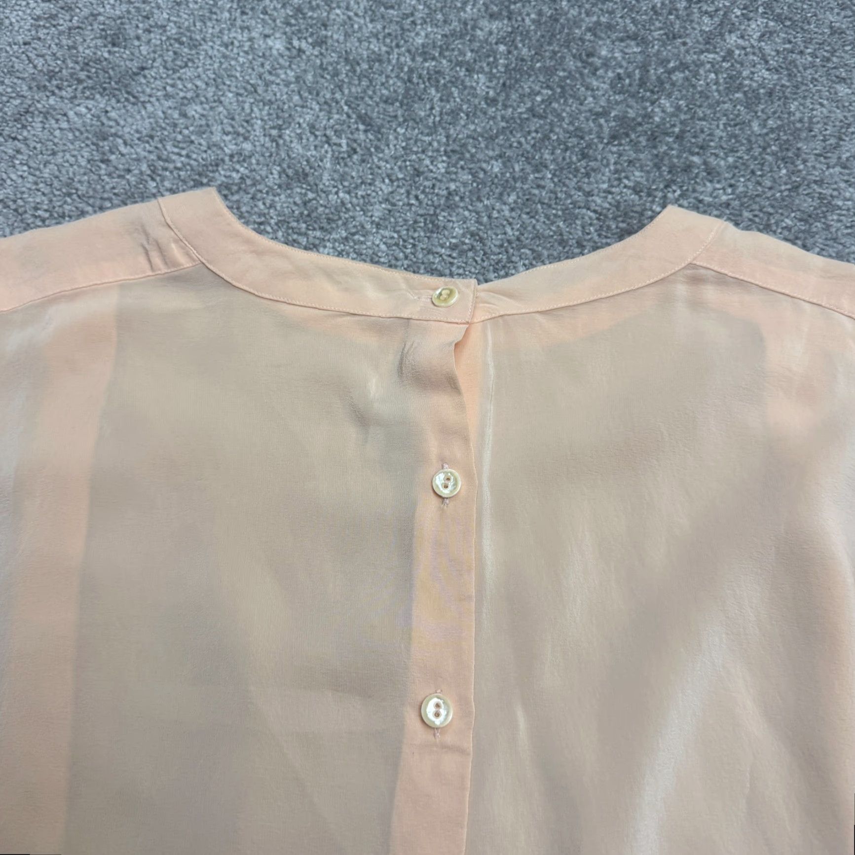 Vintage VINTAGE Michelle Stuart Sheer Silk Blouse 90s Womens 10 Orange Button Up Top Classic Y2K Size L / US 10 / IT 46 - 2 Thumbnail